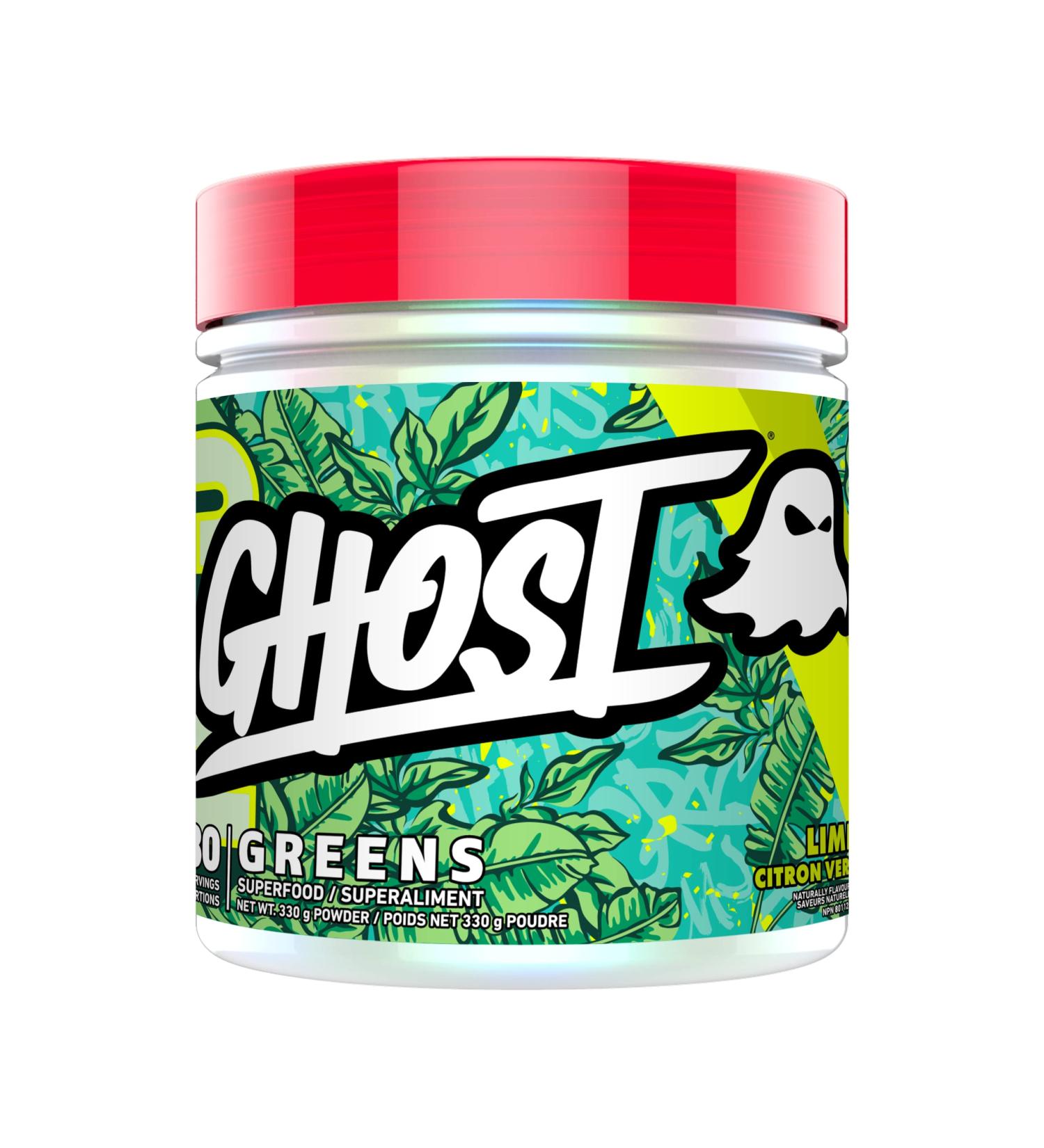 GHOST Greens Superfood Powder - 30 Servings - 19 Super Greens & Reds Fruits Vegetables Spirulina & Chlorella Prebiotics 10 Billion CFU Probiotic & Digestive Enzymes - Gluten-Free (Lime) - Buy Online on SooperMarket.com