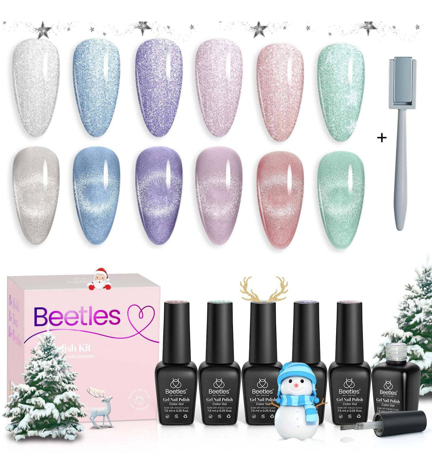 Beetles 6 Colors Holographic Glitter Cat Eye Gel Polish Kit with Magnet Romantic Galaxy Series Soak Off Uv Led Gel Nail Polish Home Diy Manicure Nail Salon Varnish 11-Romantic Galaxy - Buy Online on SooperMarket.com