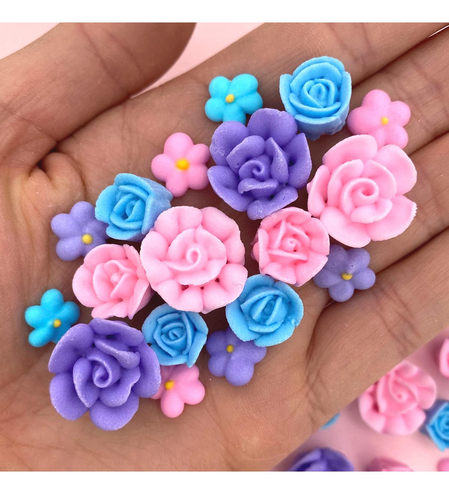 30 Piece Unicorn Icing Flowers Set with Edible Roses, Lavender, and Unicorn Sprinkles - Simply Sucr - Buy Online on SooperMarket.com