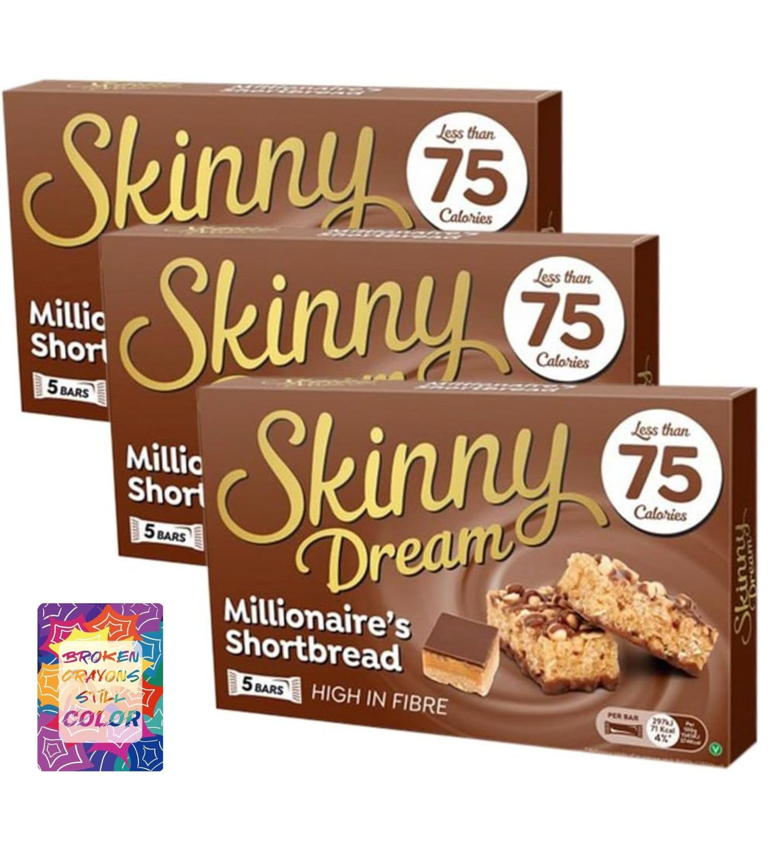 3 x Skinny Dream Bars Millionaire's Shortbread Bundle With Oerich Inspirational Card