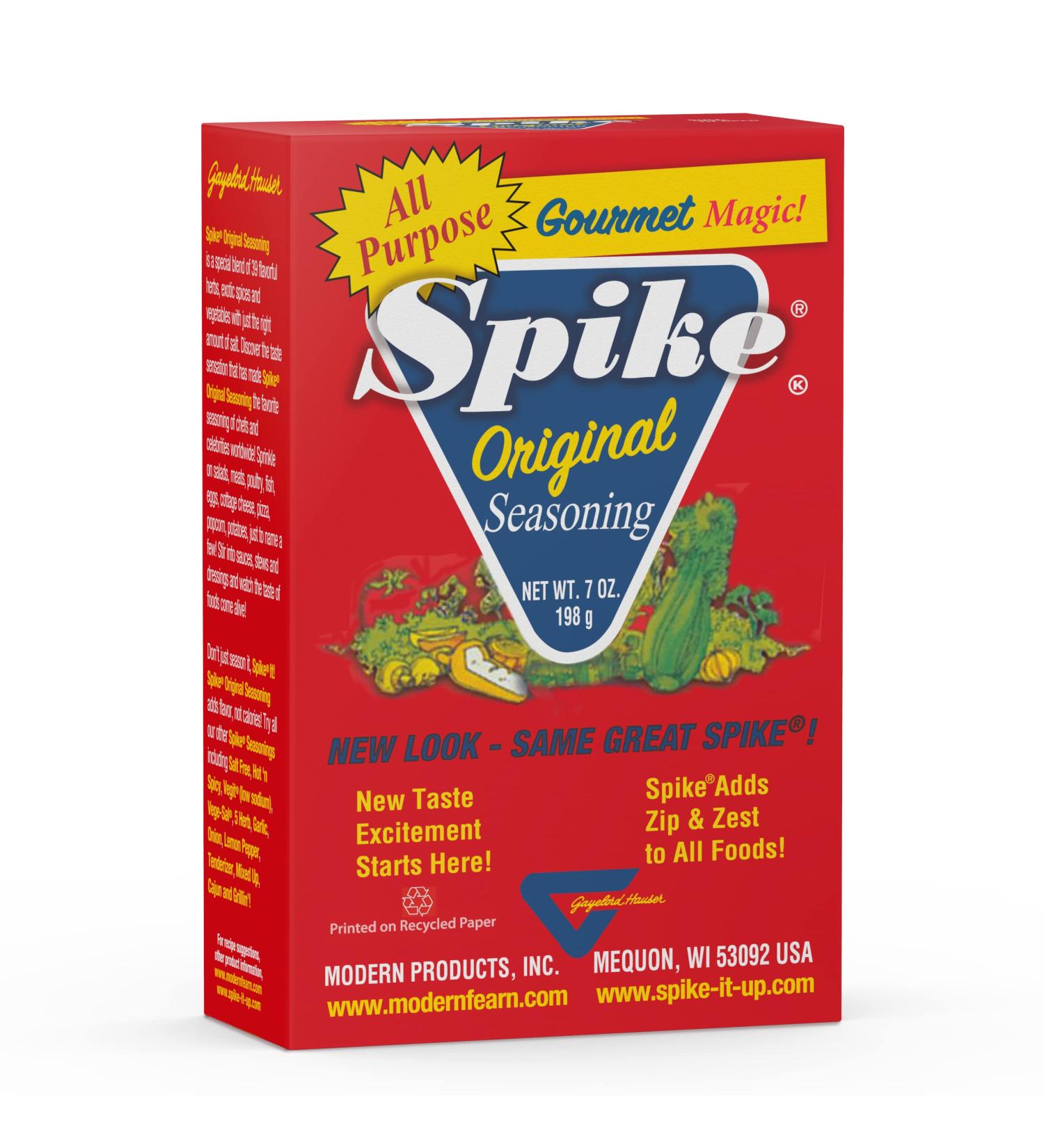 Spike Original All-Purpose Seasoning - All Natural, Low Sodium, No Sugar, No MSG, Zero Calories, Vegan - 7 oz Box - Buy Online on SooperMarket.com