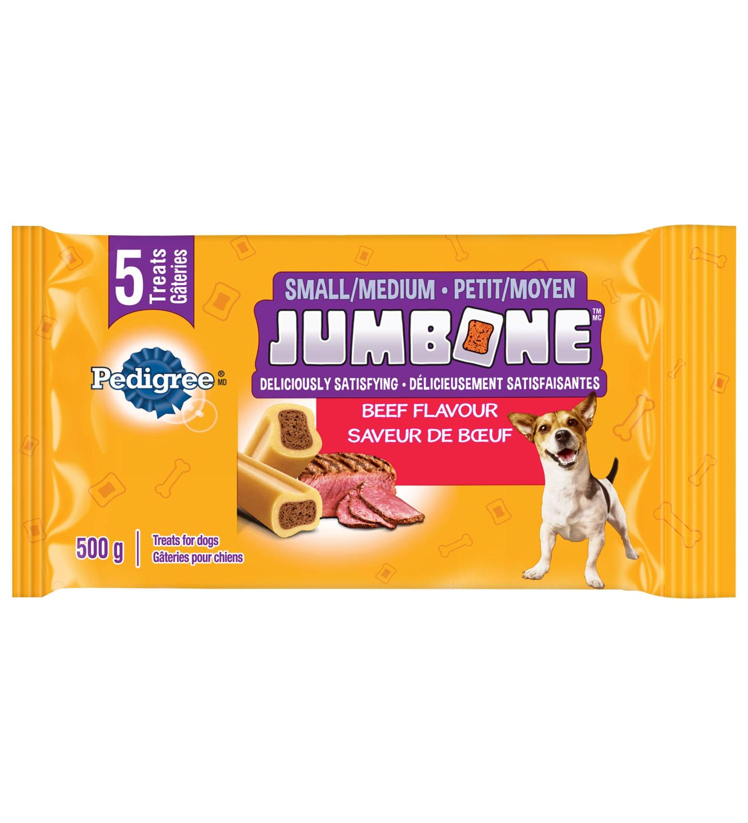 PEDIGREE JUMBONE Meaty Centre Adult Dog Treats for Small and Medium Dogs Beef Flavour 500g (5 Treats) Small/Medium 500g - Buy Online on SooperMarket.com