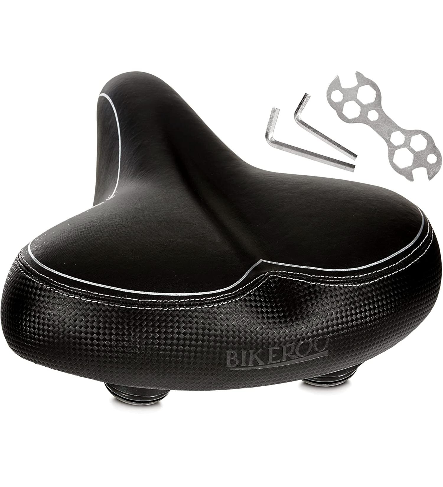 Bikeroo Oversized Bike Seat for Peloton & Road Bikes - Wide Cushion Saddle Replacement for Men & Women - Indoor Comfort (Elastomer Springs) - Buy Online on SooperMarket.com
