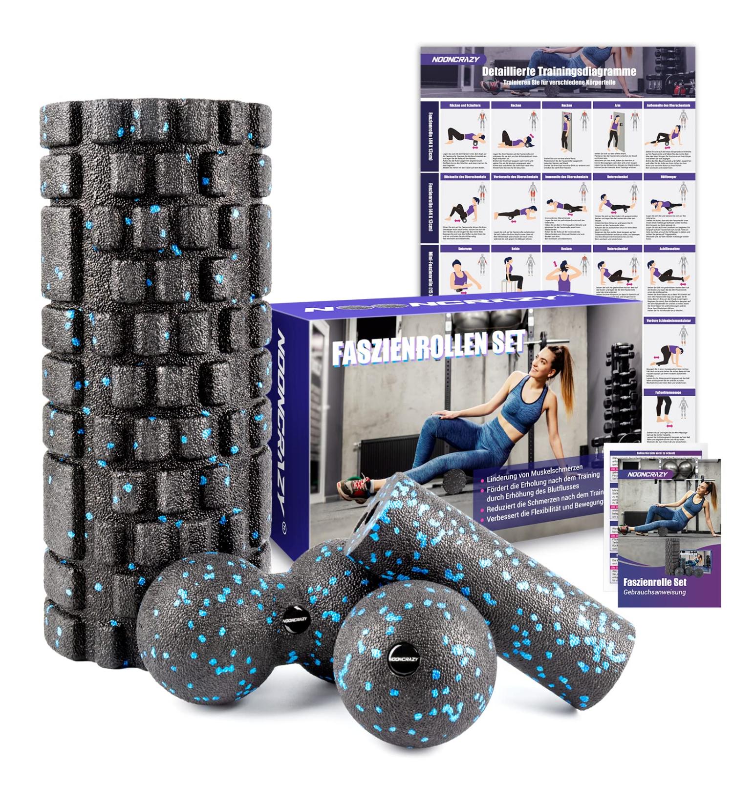Nooncrazy Fascia Roll Set - 3D Textured Massage Tools for Muscle Training Includes Mini Roller Fascia Ball & Duoball with Training Poster - Elevate Your Recovery! - Buy Online on SooperMarket.com