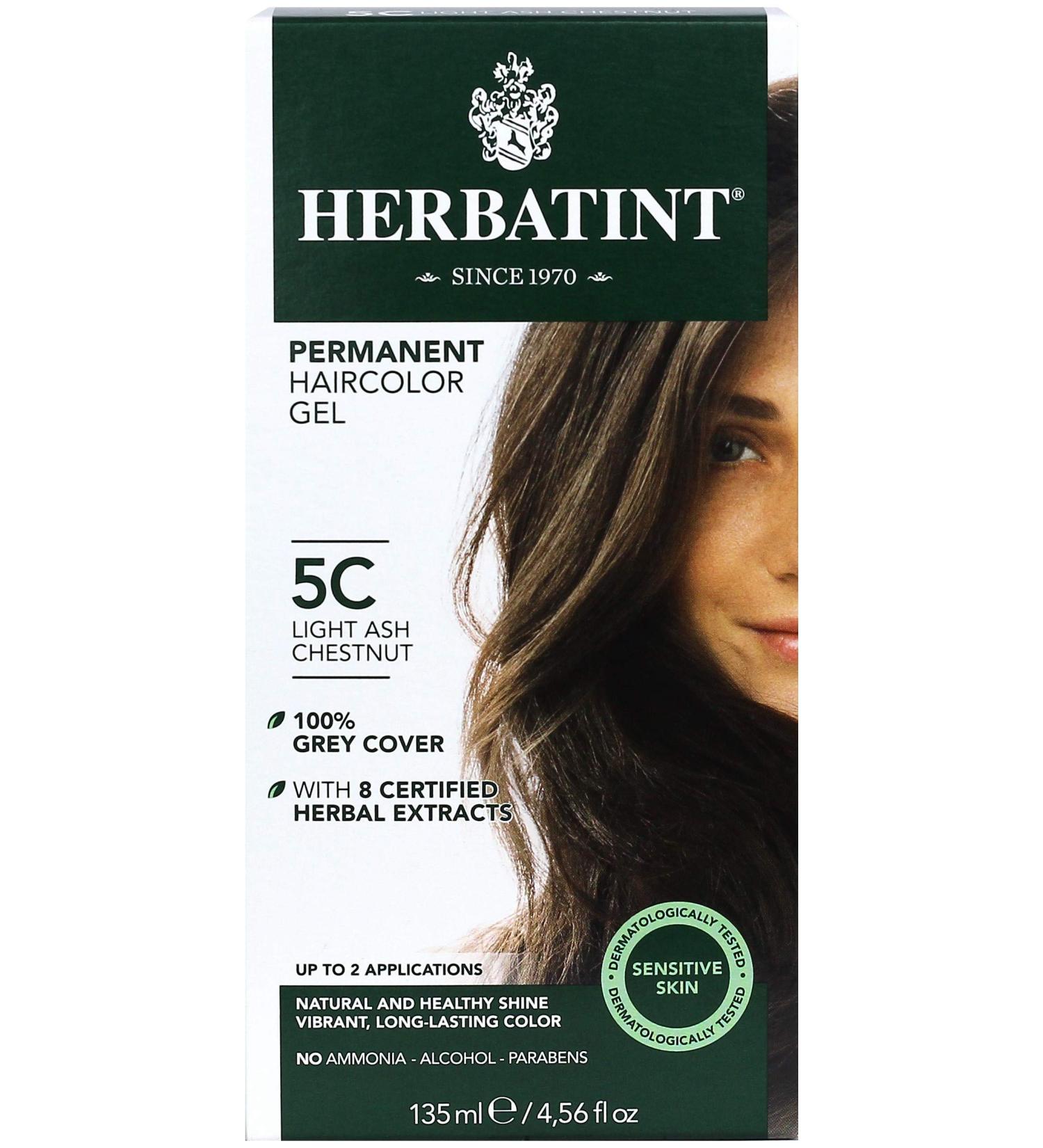 Herbatint 5C Light Ash Chestnut Permanent Haircolor Gel - 4.56 fl oz (135 ml) | Vegan & Ammonia-Free Hair Dye - Buy Online on SooperMarket.com