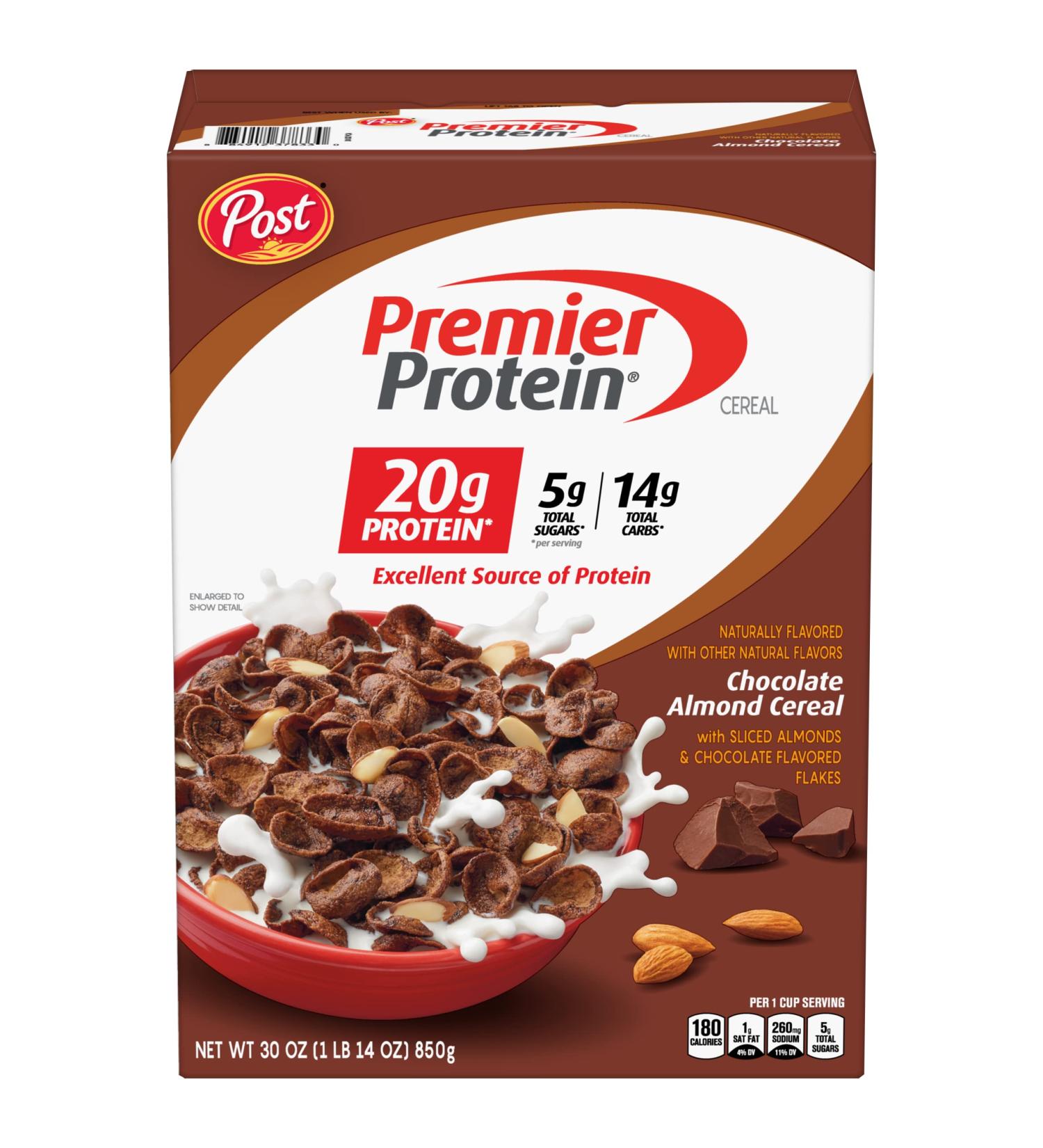 Premier Protein Chocolate Almond Cereal - High Protein Breakfast or Snack with Real Almonds - 30 oz - Buy Online on SooperMarket.com