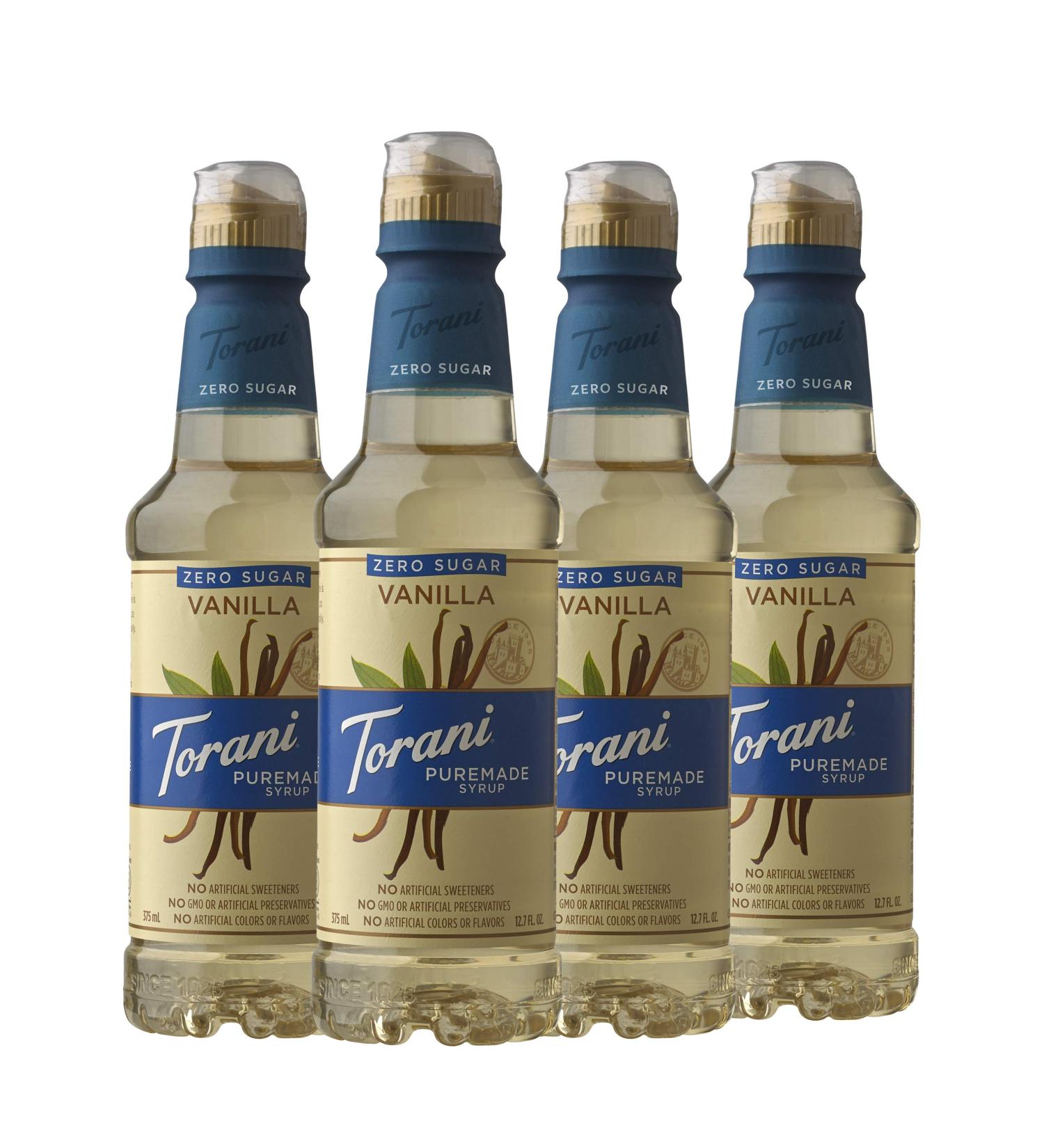 Torani Puremade Zero Sugar Syrup Vanilla 12.7oz Bottle - 4 Pack, Sugar-Free Natural Vanilla Flavor - Buy Online on SooperMarket.com