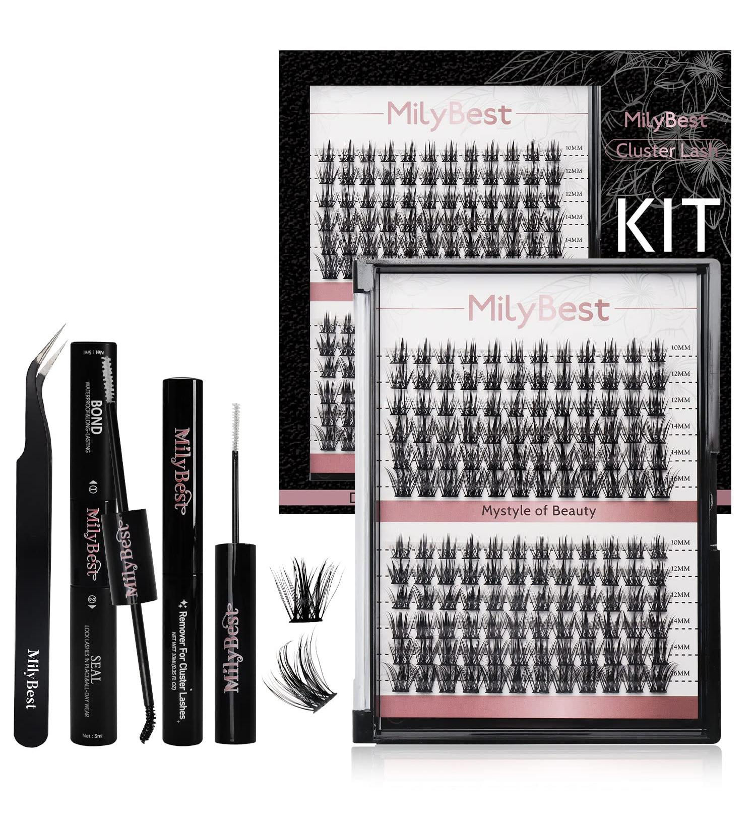 MilyBest DIY Lash Extension Kit - 144 Pcs Individual Lashes, Eyelash Glue, Applicator Tool, and More - Easy to Apply at Home (Kit M03) - Buy Online on SooperMarket.com