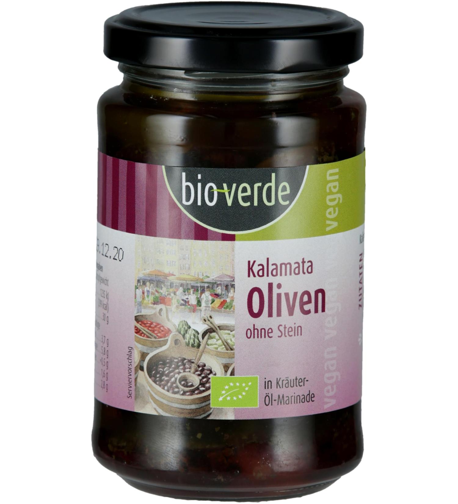 bio-verde Black Kalamata olives without stones (6 x 200 gr)