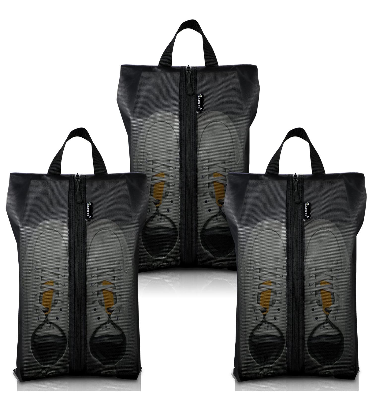 XX-Large Waterproof Shoe Bags for Travel - 3 Pack Black - Translucent Design - Portable Shoe Organizer for Men & Women - Sturdy Zipper - Buy Online on SooperMarket.com