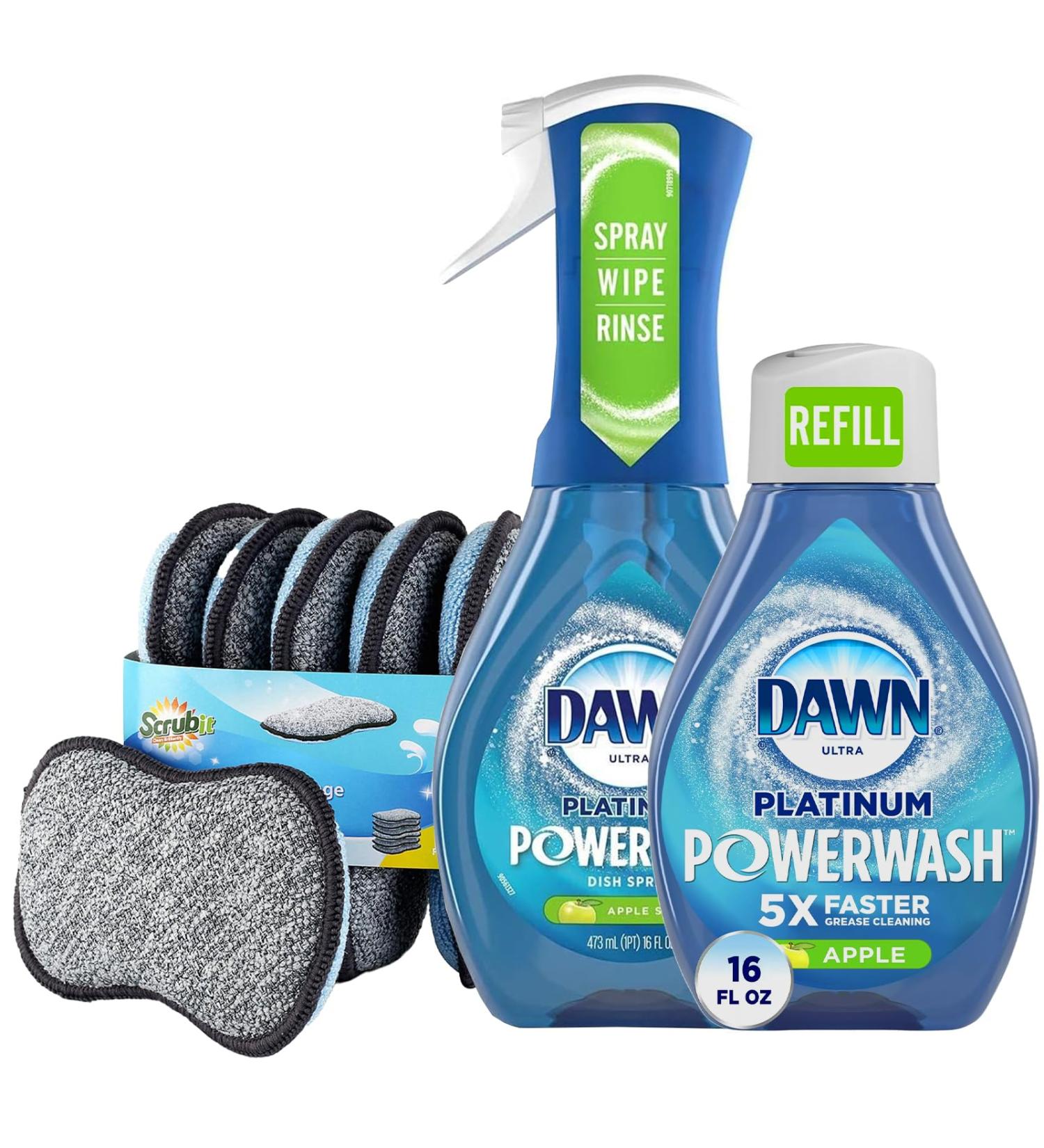 Buy Dawn Powerwash Spray Platinum Dish Soap - Apple Scent & Refill + 6 Scrub Sponges for Effortless Cleaning | International Shipping Available - Buy Online on SooperMarket.com