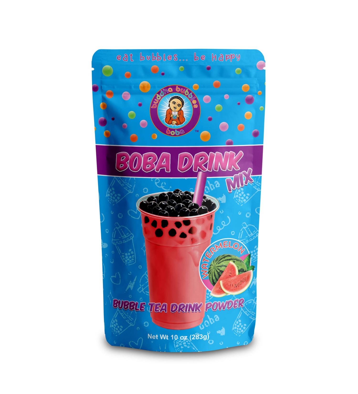 Buddha Bubbles Boba Watermelon Bubble Tea Drink Mix Powder 10oz - Refreshing Flavor - 283g - Buy Online on SooperMarket.com