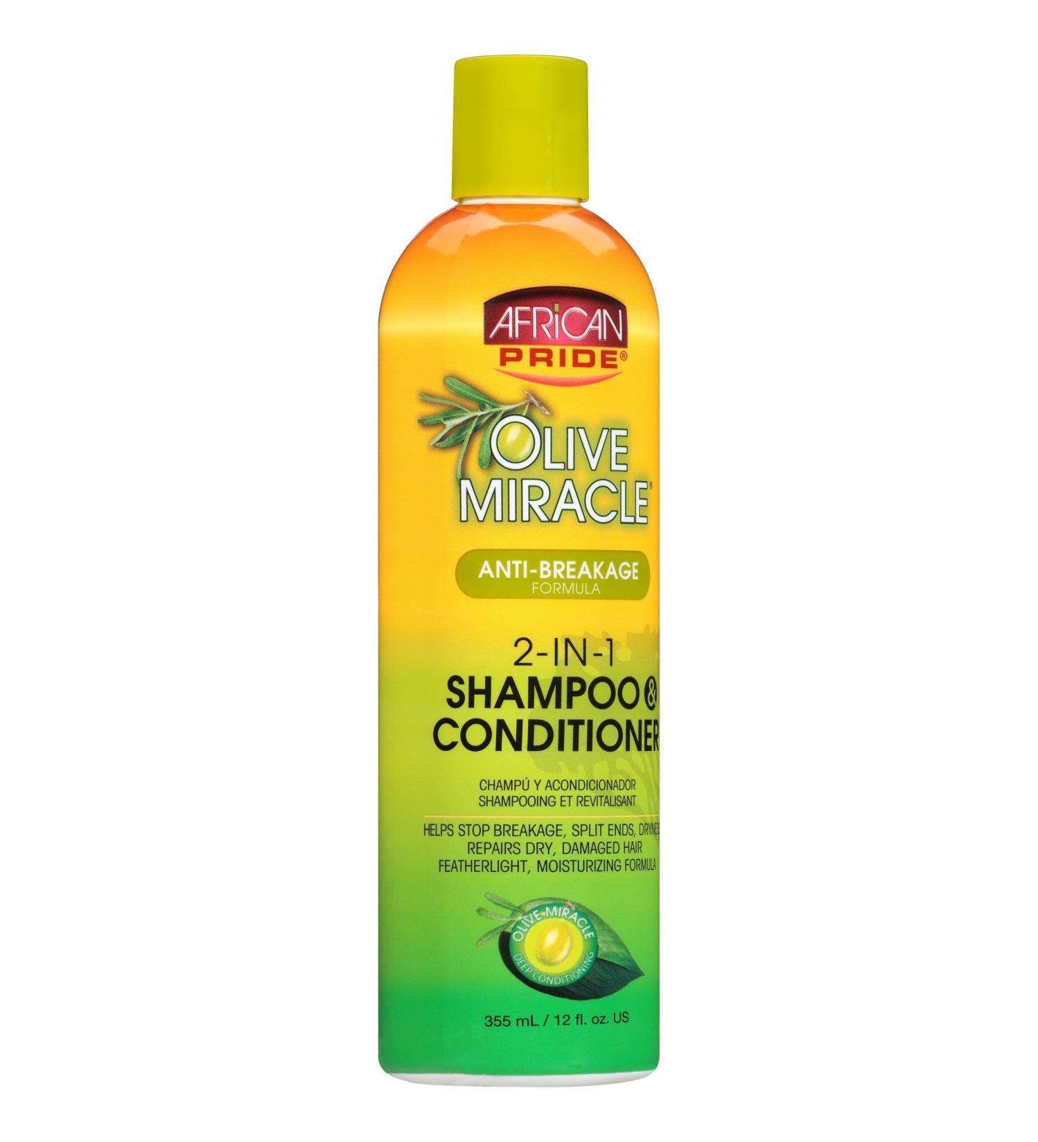 African Pride Olive Miracle 2-in-1 Shampoo & Conditioner 12 oz (Pack of 9)