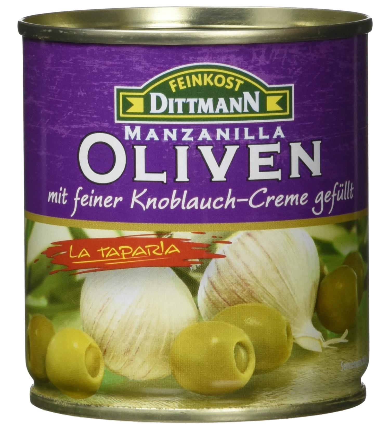 Buy Feinkost Dittmann Garlic Cream Filled Olives - 8 x 85g | International Shipping Available - Buy Online on SooperMarket.com