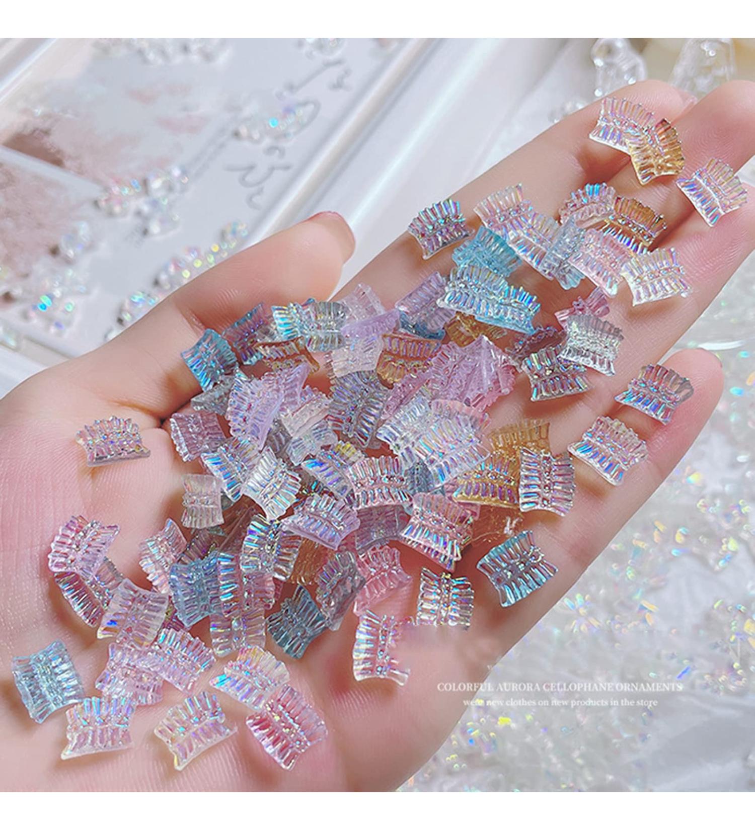 Buy SANWOOD 50Pc 3D Nail Art Bowknot Ornaments | Aurora Shiny Resin Glitter Rhinestones for DIY Manicure - International Shipping Available - Buy Online on SooperMarket.com