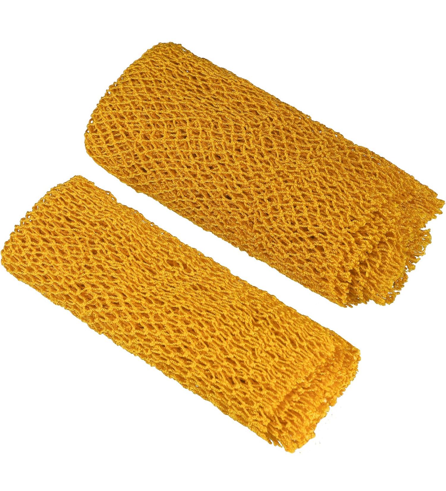 2 Piece African Net Bath Sponge Set - Exfoliating Long Body Scrubber & Back Washcloth (Yellow) - Perfect for Daily Use & Stocking Stuffers - Buy Online on SooperMarket.com
