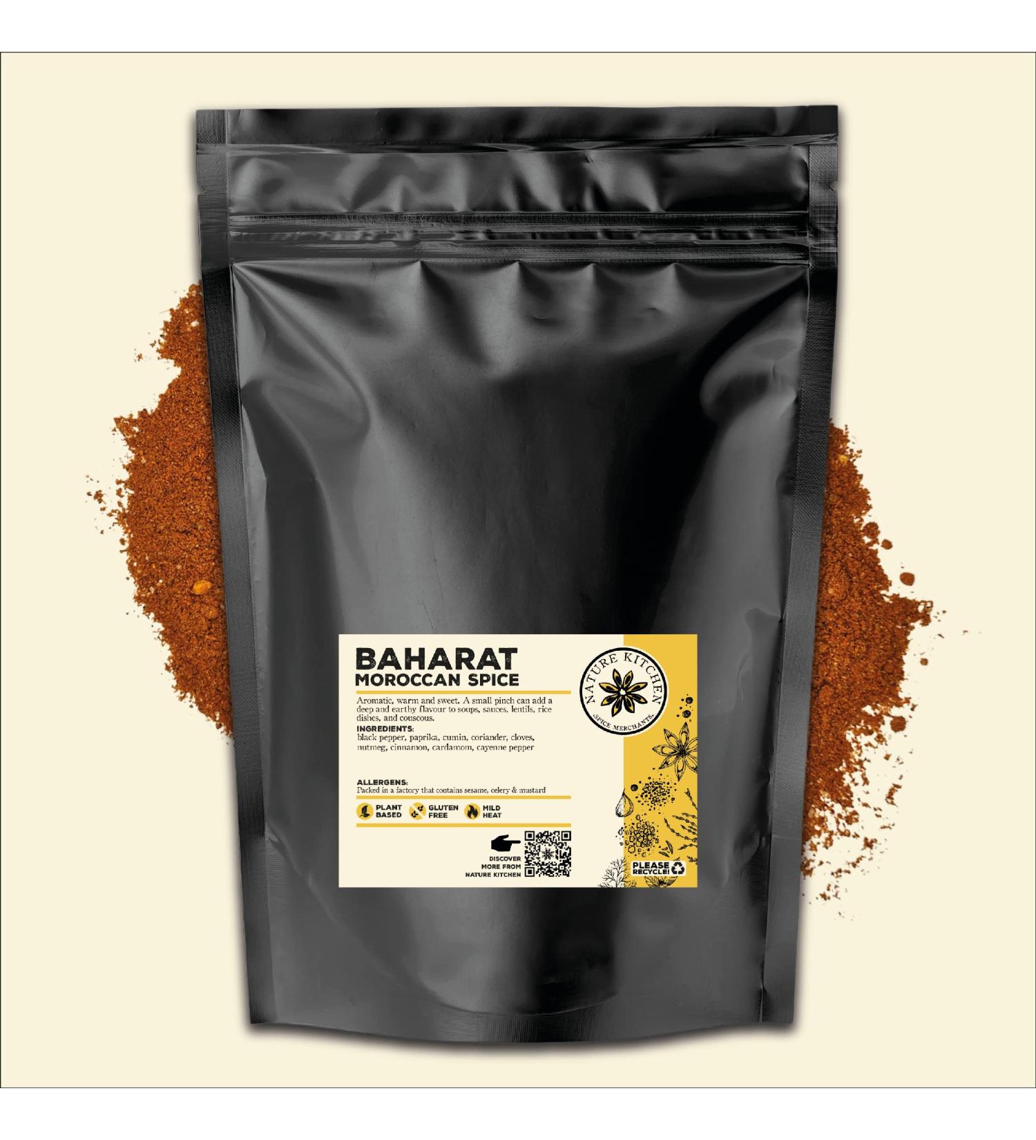 Nature Kitchen Baharat North African Seasoning (Hot) 500g - Gluten-Free & Vegan Cooking Blend for Marinades, Sauces, Frying, Baking, Grilling - Buy Online on SooperMarket.com