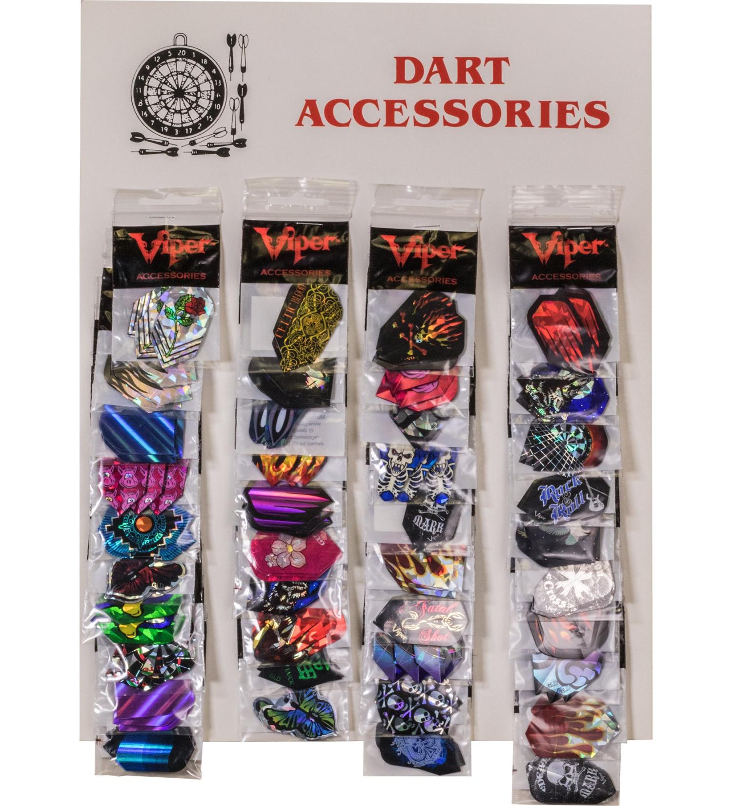Viper Assorted 2D Glitter Dart Flights on Display Card: 40 Sets of Mixed (Standard and Slim) Flights, 120 Pieces