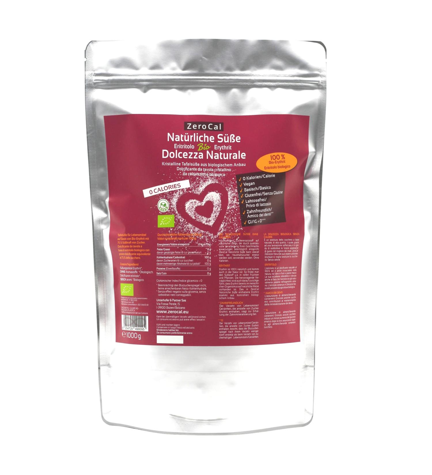 Zerocal Bio Erythrit 1kg - Calorie-Free Sugar Substitute | Vegan & Tooth-Friendly | Glycemic Index 0 | Organic Agriculture - Buy Online on SooperMarket.com
