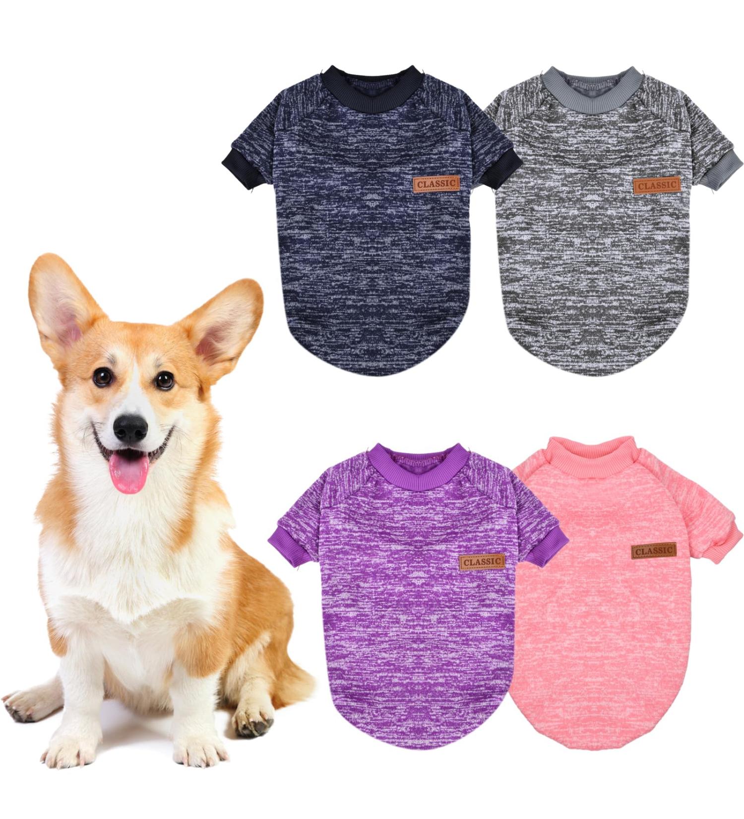 Wisebom 4PCs Winter Dog Sweater - Classic Knit Jumpers for Small & Medium Dogs | Warm Soft & Easy to Wear (XS L) - Buy Online on SooperMarket.com