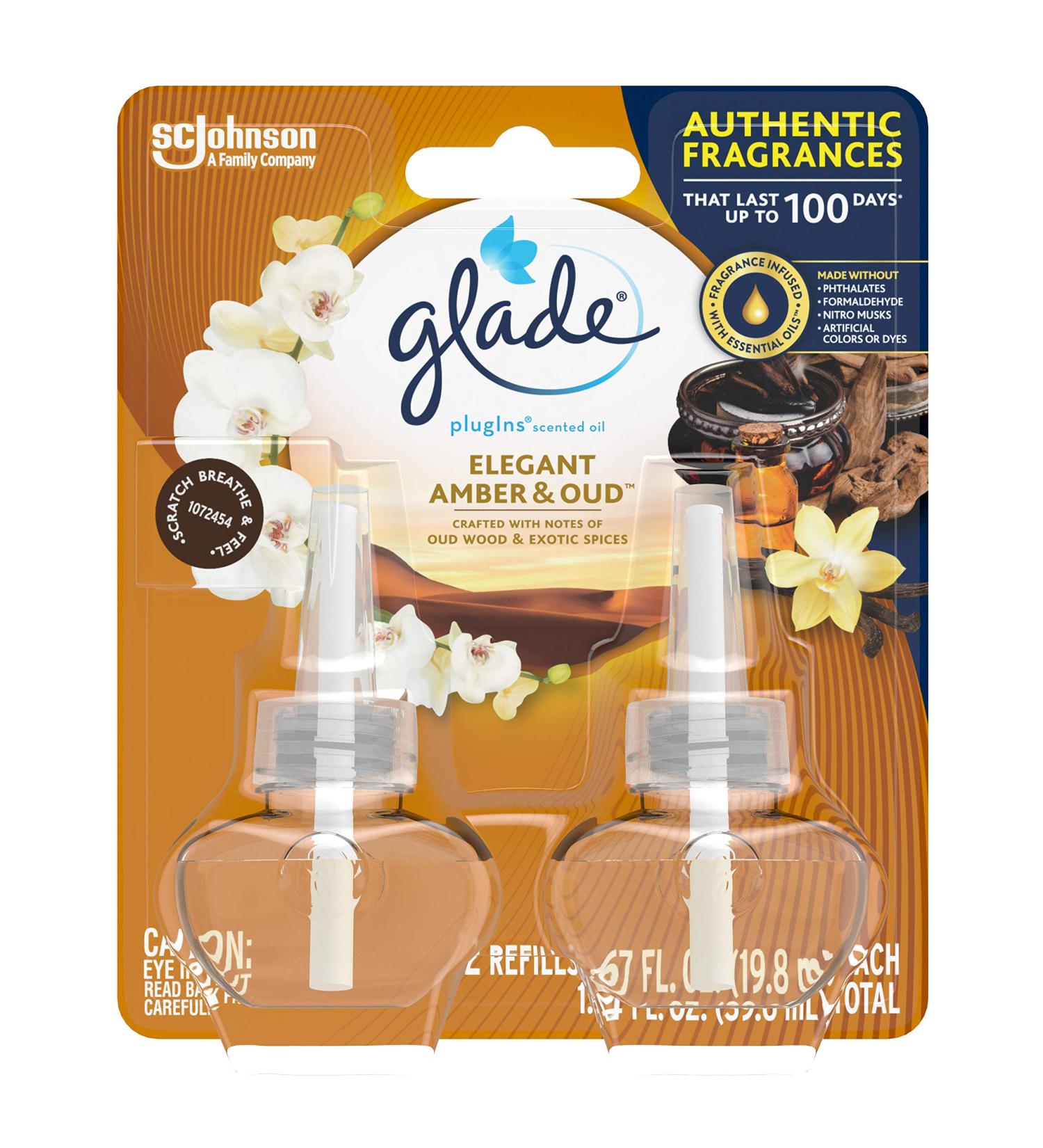 Glade Elegant Amber & Oud PlugIns Scented Oil Air Freshener Refills - 2ct/1.34 fl oz