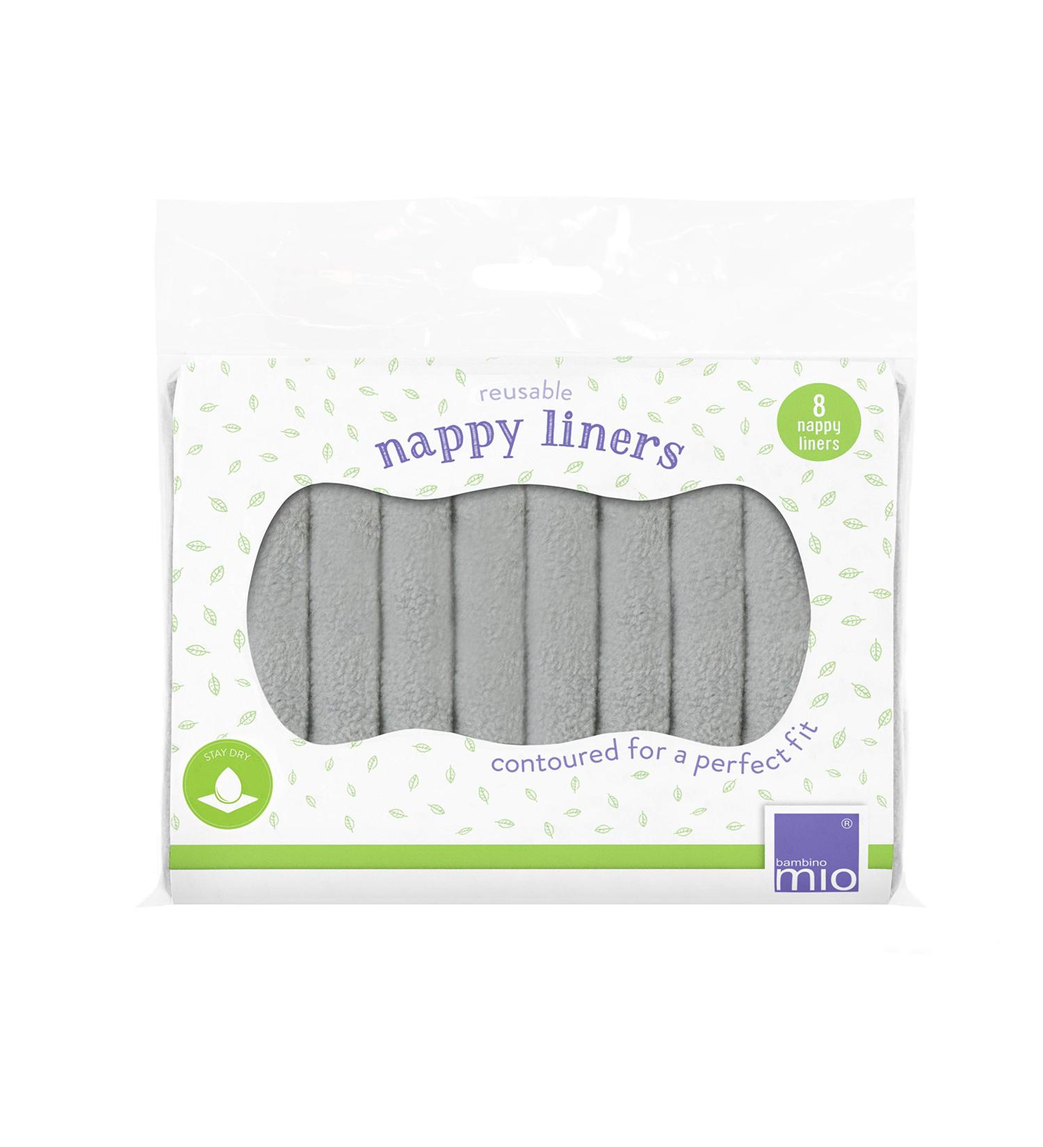 Bambino Mio Reusable Diaper Liners - 8 Pack, Grey - Eco-Friendly Cloth Diaper Liners - Buy Online on SooperMarket.com