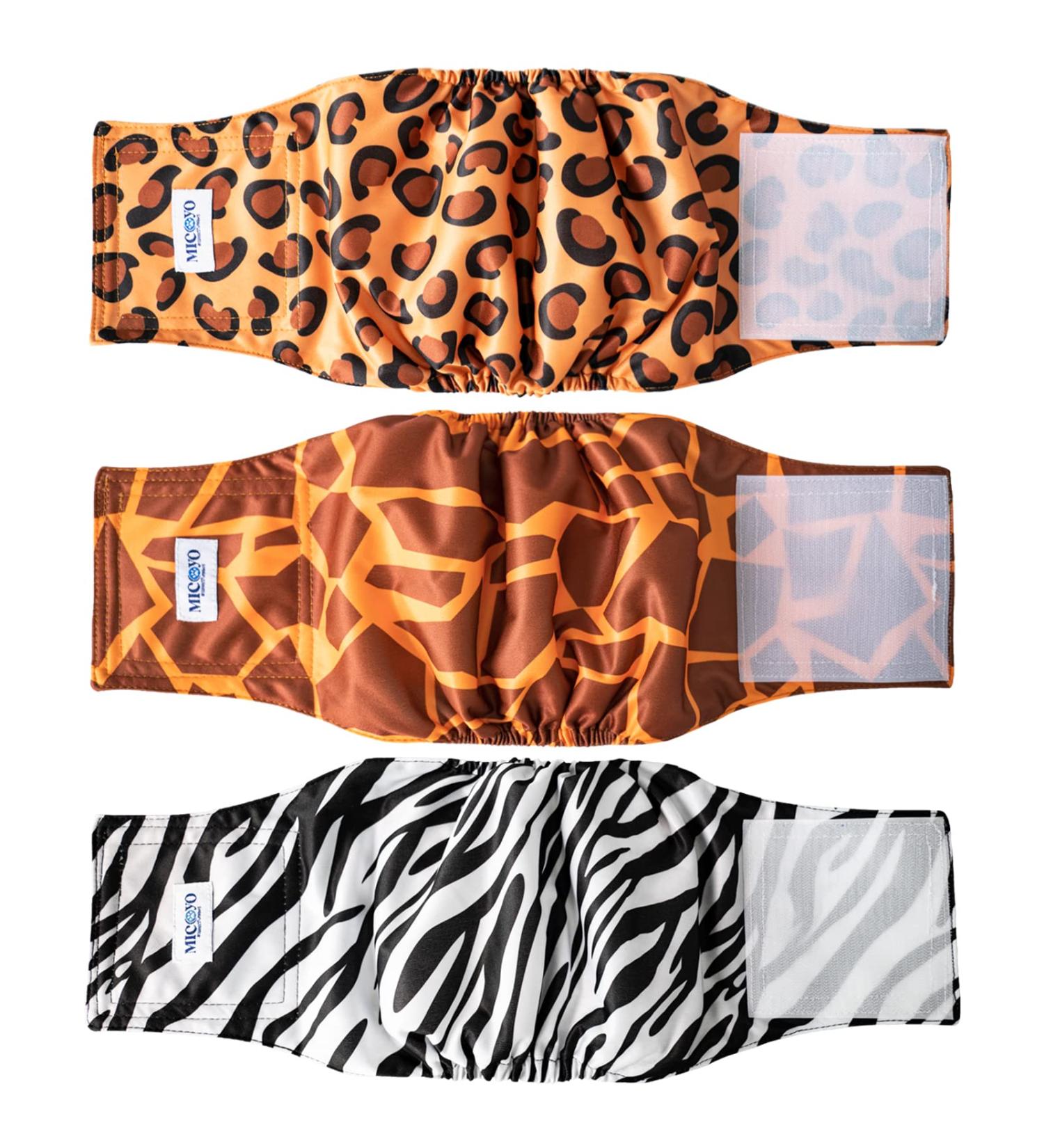 Micoooyo Reusable Dog Diapers for Male - 3 Packs Washable Belly Bands Super Absorbent & Durable Newborn Dogs (Wildes Africa Grassland XS) - Buy Online on SooperMarket.com