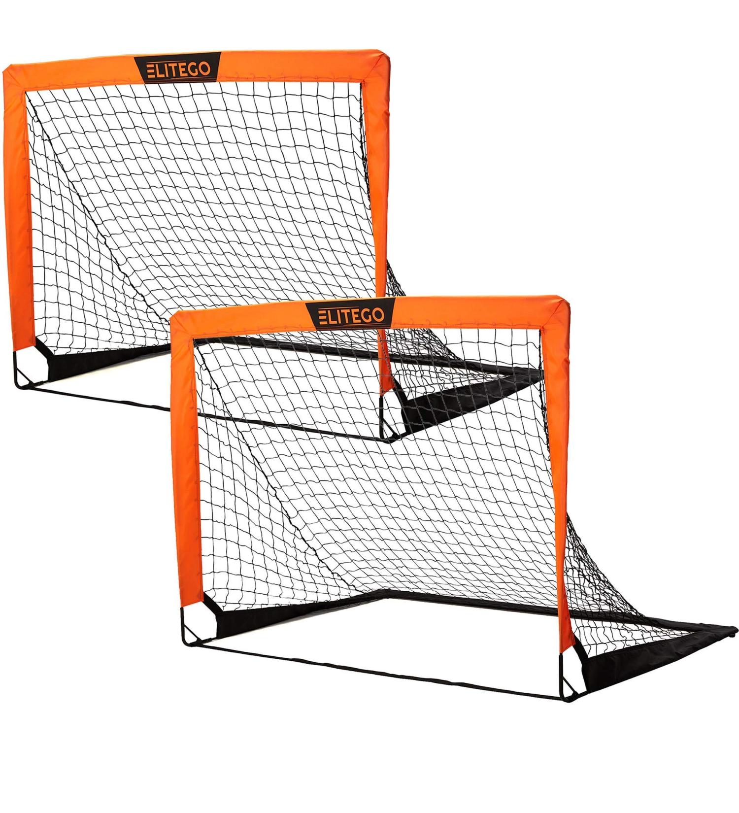 EliteGo Kids Soccer Goals Set of 2 - 4' x 3' Backyard Soccer Net in Orange - Buy Online on SooperMarket.com