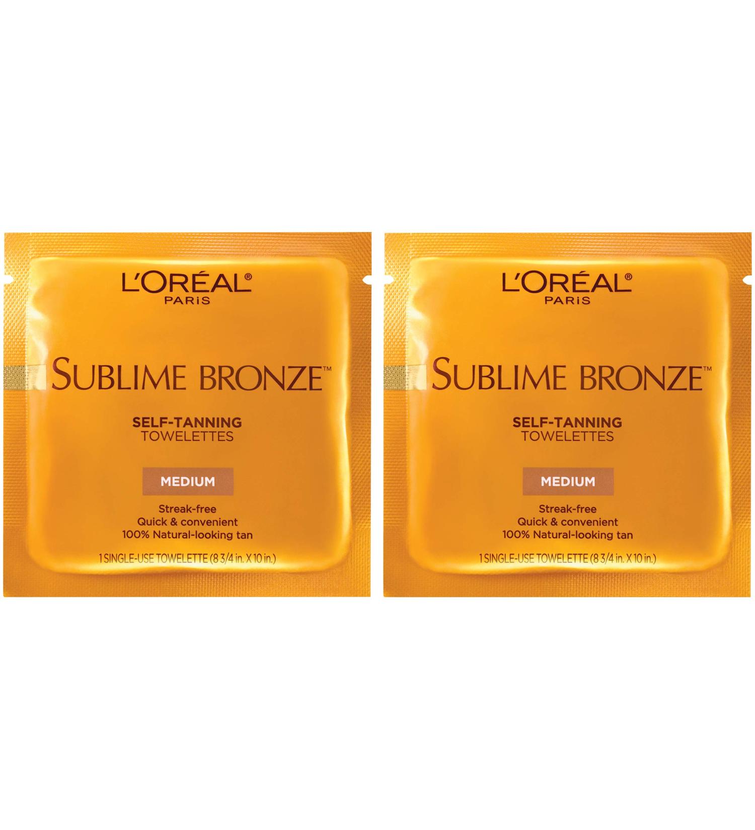 L'Oreal Paris Sublime Bronze Sunless Tanning Towelettes - Fast-Drying, Streak-Free Self-Tanner - 12 Towelettes Total - All Skin Types - Buy Online on SooperMarket.com