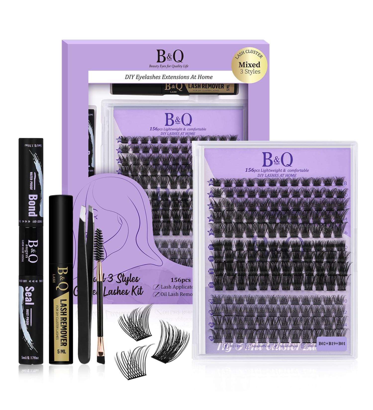Premium 156PCS Lash Extension Set - DIY Eyelash Extensions Kit with Adhesive Mascara Brush & Applicators - SUNSKIT - Buy Online on SooperMarket.com