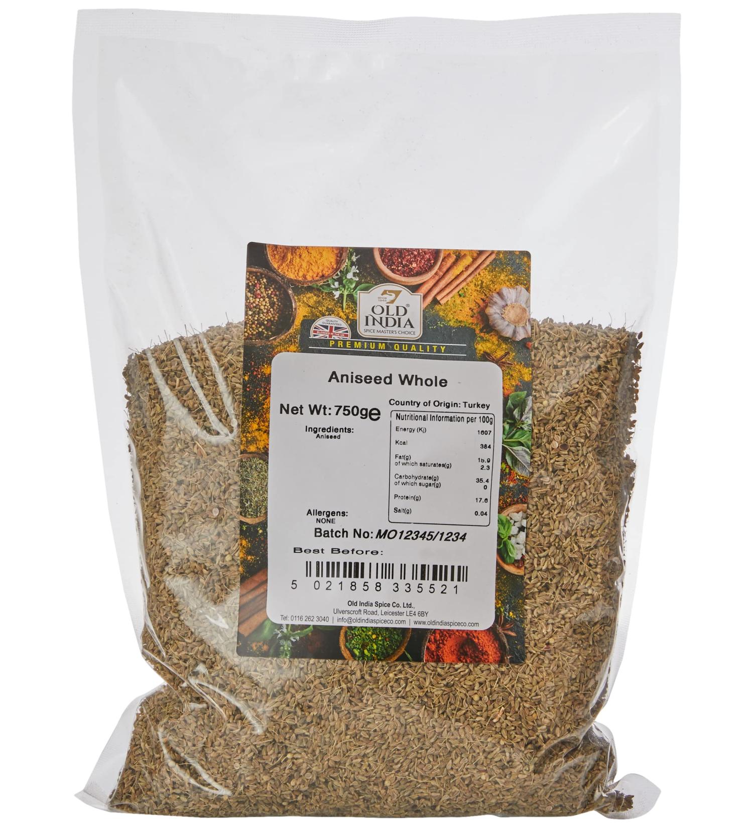 Old India Aniseed Whole 750g - Premium Quality Spice for Cooking & Baking - Buy Online on SooperMarket.com