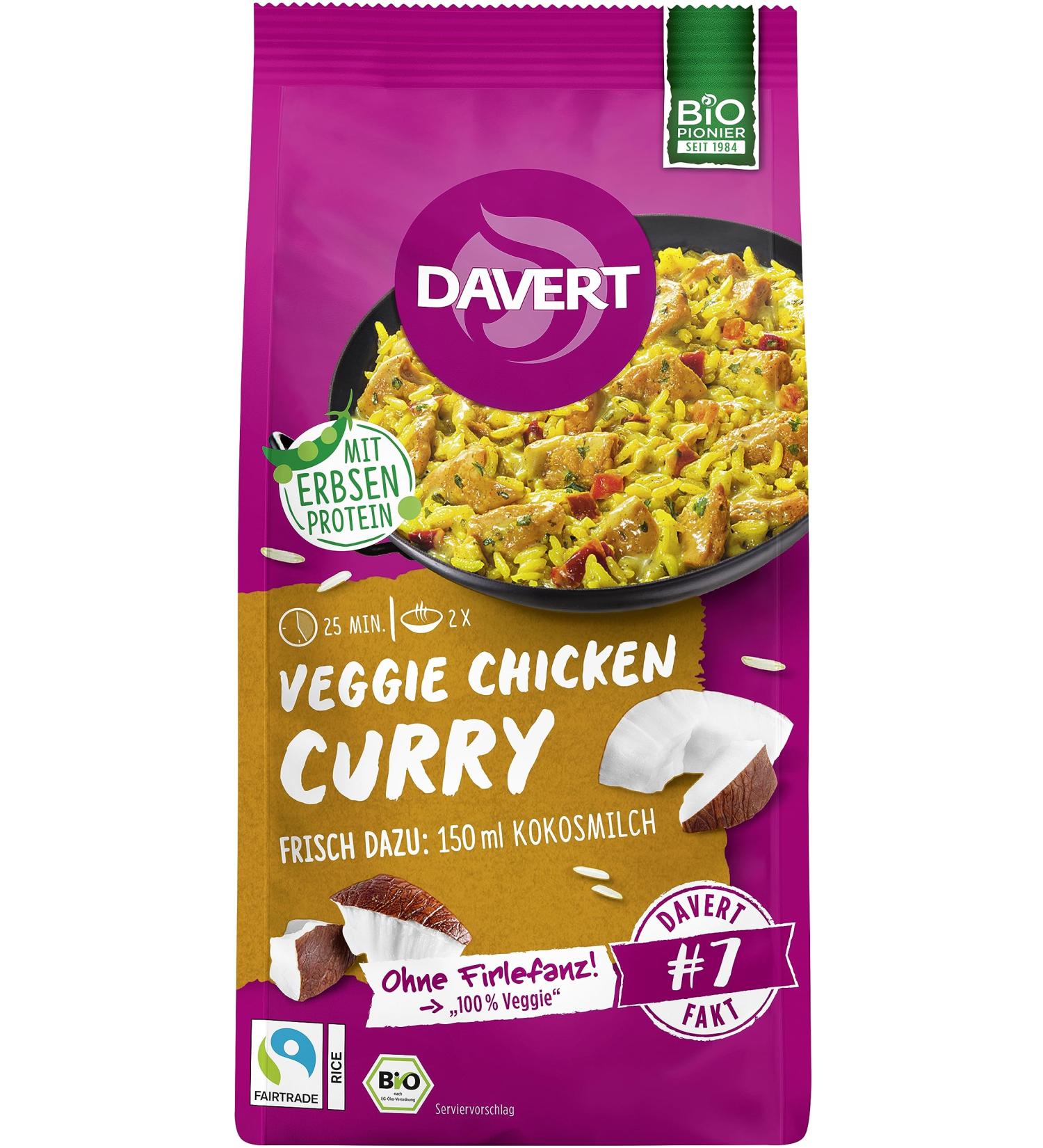 Davert Organic Veggie Chicken Curry with Fairtrade Rice (6 x 120 gr)