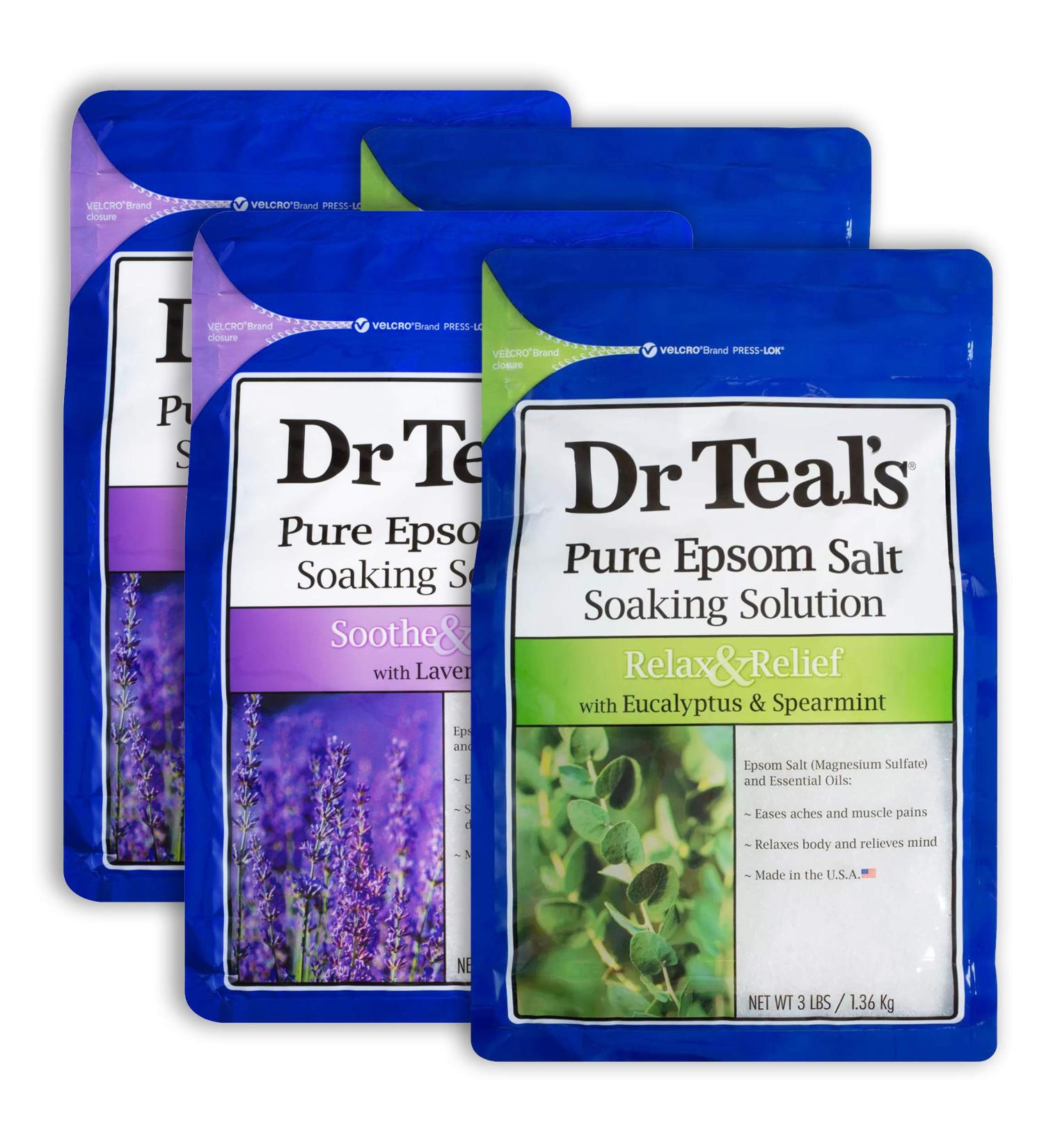 Dr. Teal's Epsom Salt 12 lb Bath Time Value Pack - Lavender & Eucalyptus Spearmint Soaking Salts - Buy Online on SooperMarket.com
