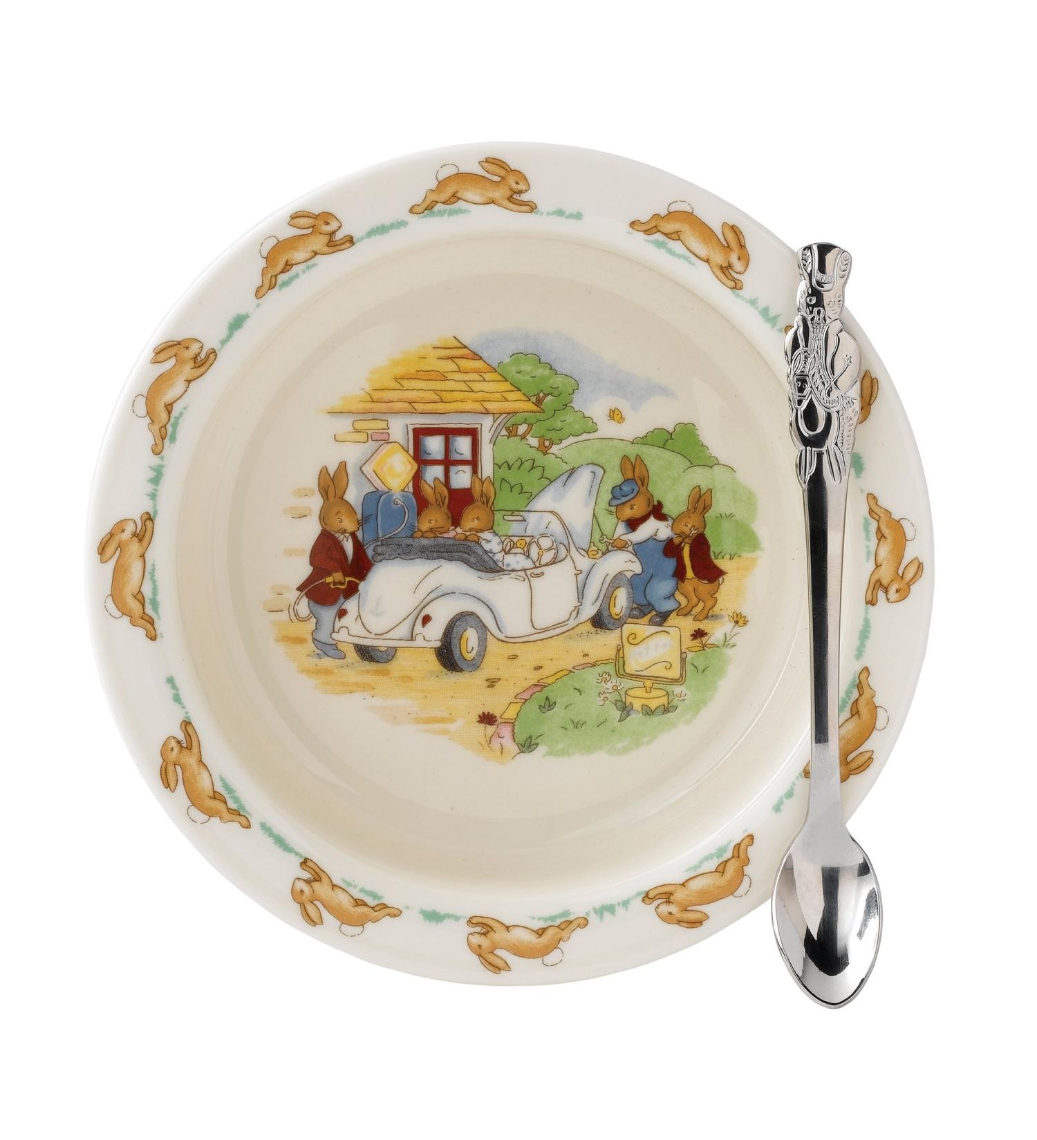 Royal Doulton Bunnykins Nursery Set - Baby Plate & Feeding Spoon | Fine Bone China | Multi | 2-Piece Set - Buy Online on SooperMarket.com