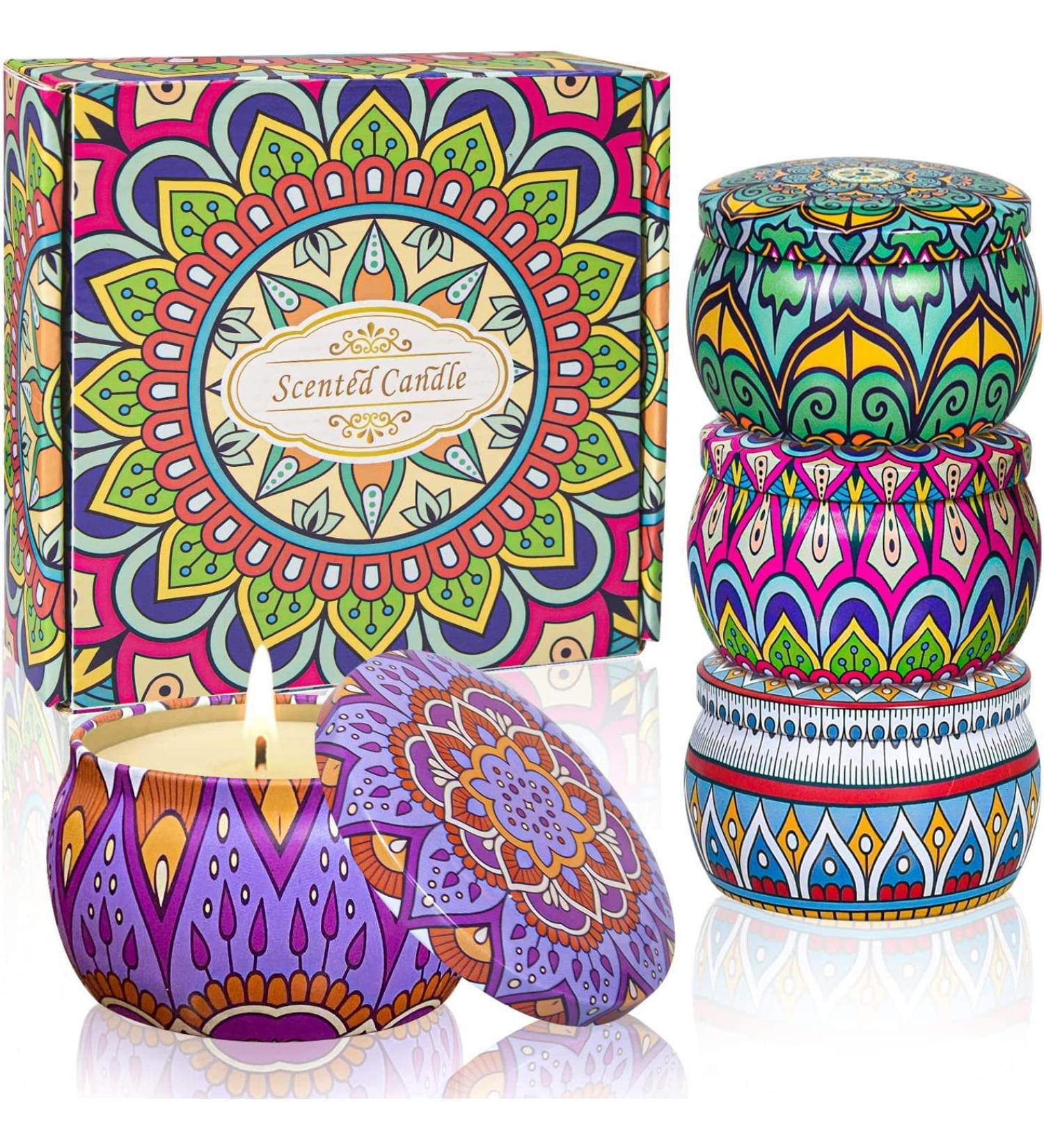 Fragrance Candles Gift Set for Women | Aromatherapy 4-Pack - 120h Burn Time - Essential Oil Stress Relief | Ideal for Christmas & Birthdays - Buy Online on SooperMarket.com
