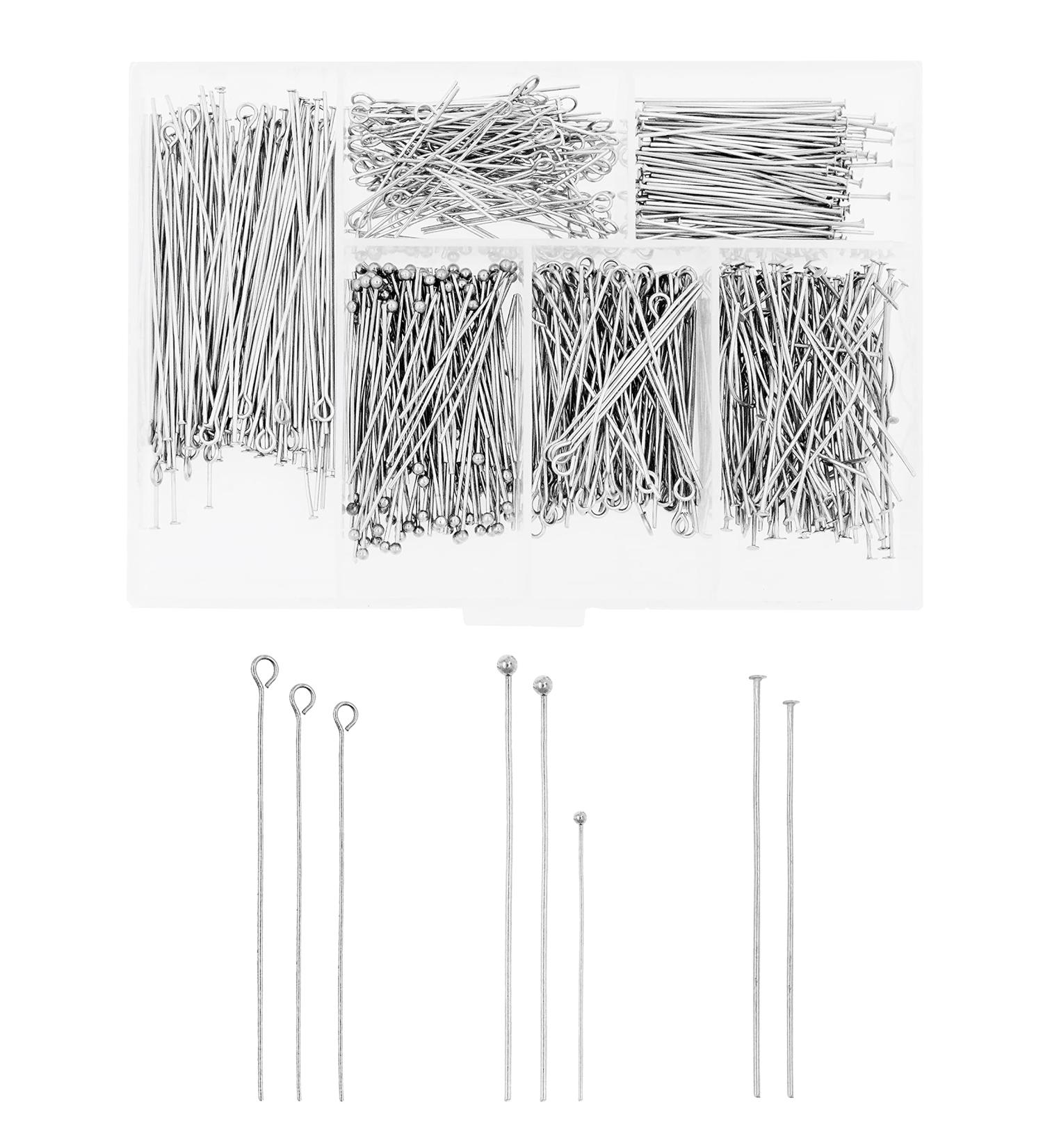 Mandala Crafts 600 PCs Stainless Steel Open Eye Pins for Jewelry Making - Bead Eye Pins for Earrings, Necklaces, Bracelets - 30mm, 40mm, 50mm - Buy Online on SooperMarket.com