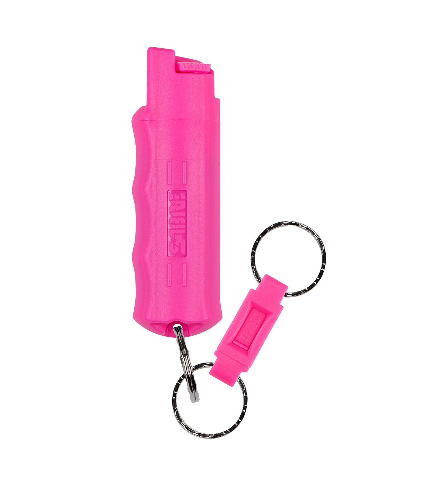 SABRE RED Pink Pepper Spray Keychain for Women - Maximum Police Strength, Quick Release, Finger Grip, 10-Foot Range, 25 Bursts - Help Fight Breast Cancer - Buy Online on SooperMarket.com