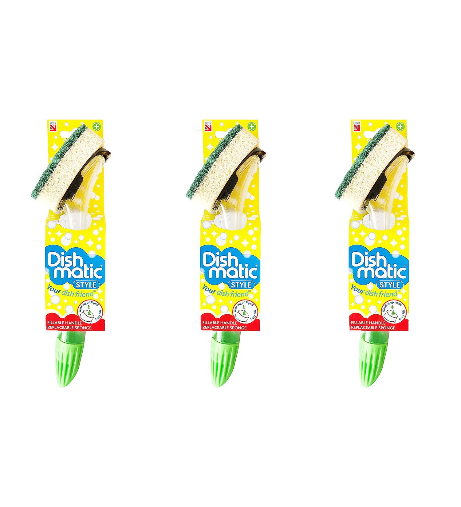 Dishmatic 3PK Fillable Washing Up Brush with Handle - Color Varies | Refillable Design for Easy Cleaning - Shop Now! - Buy Online on SooperMarket.com