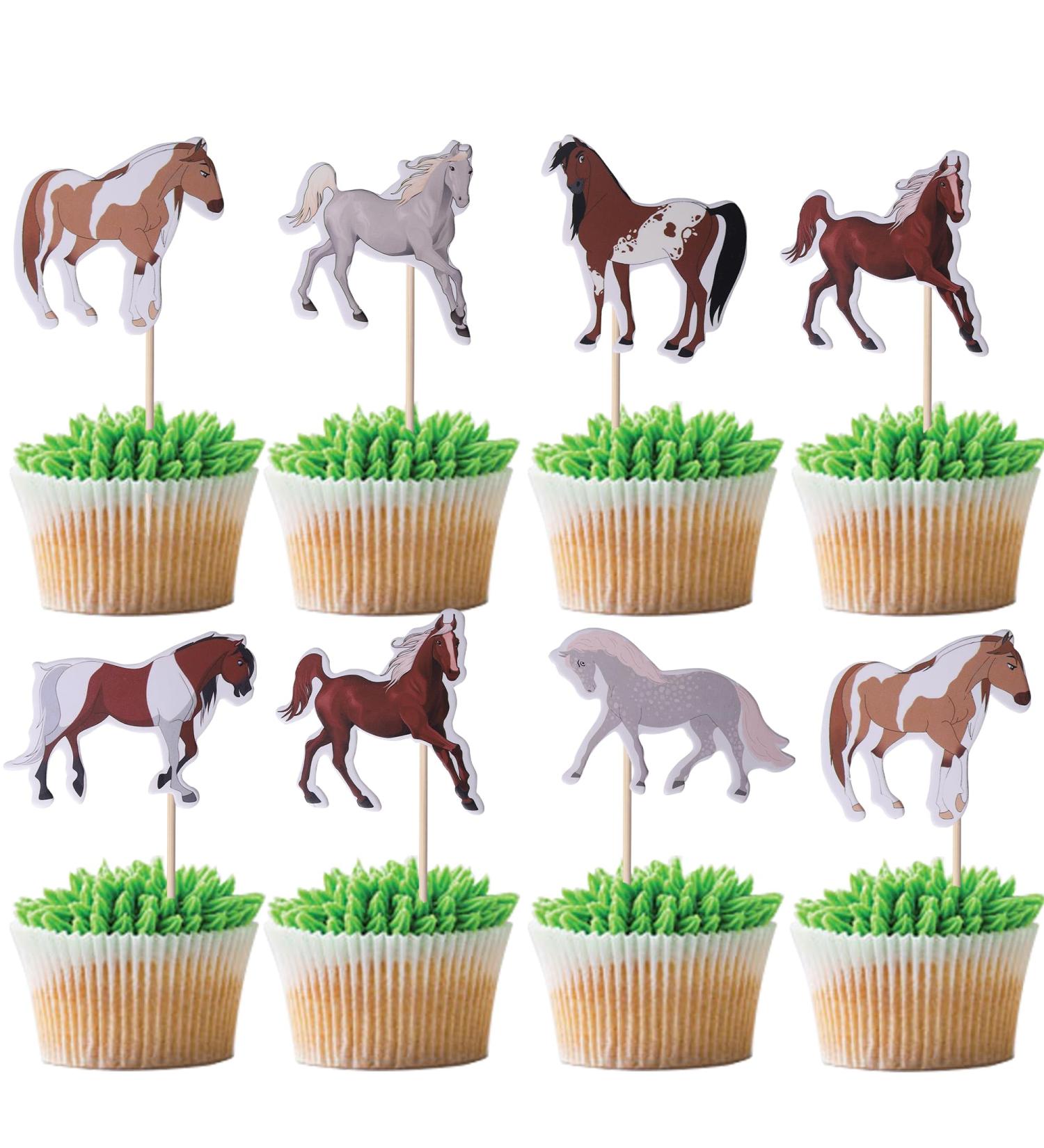 36-Piece Horse Cupcake Topper Set | Wild Animal Birthday Decorations | Muffin & Cake Decor for Baby Showers & Birthdays - Buy Online on SooperMarket.com
