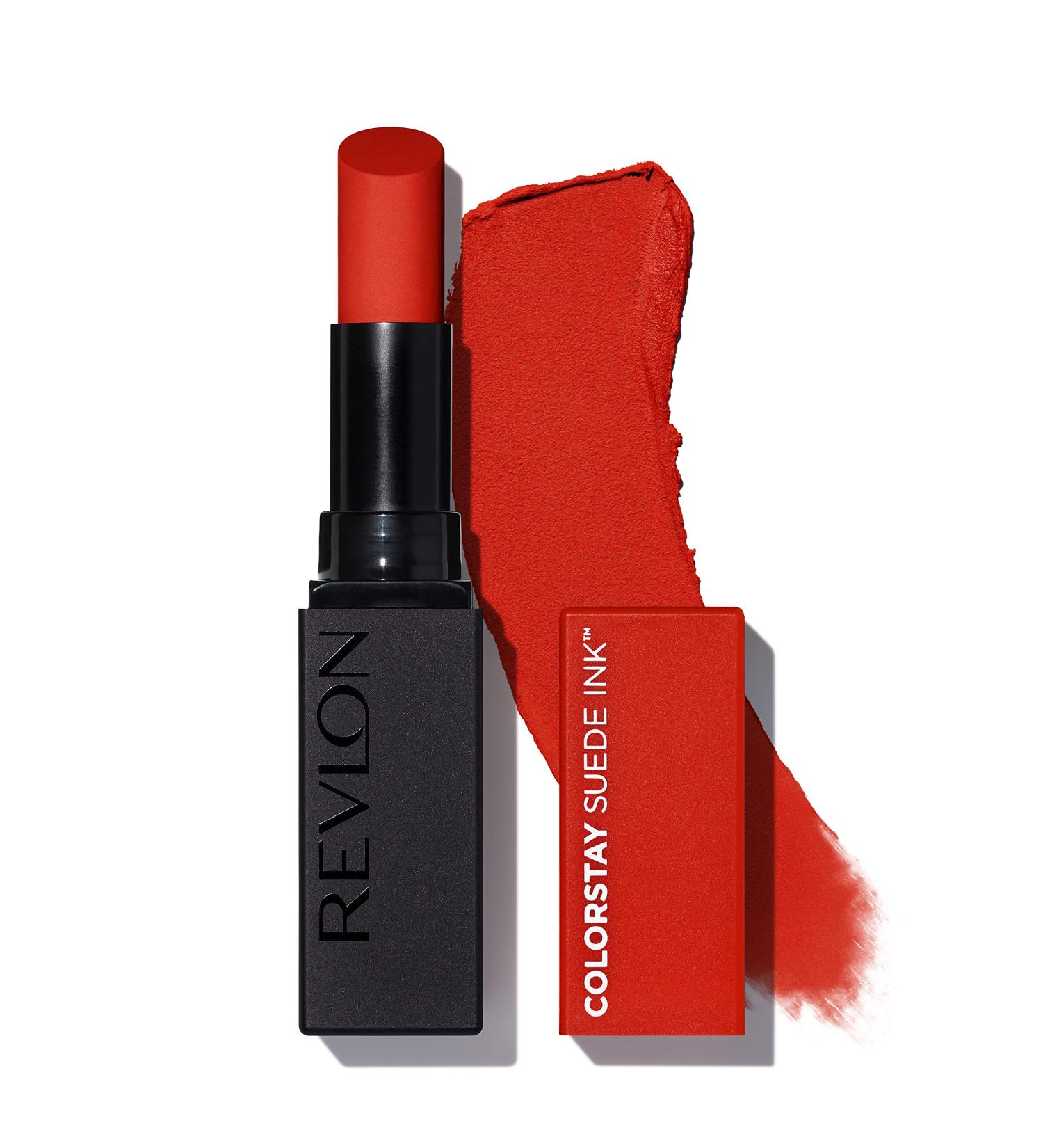 REVLON ColorStay Suede Ink Lipstick 014 Spit Fire - Waterproof Matte Finish with Vitamin E, Smudgeproof, Built-in Primer (1 Pack) - Buy Online on SooperMarket.com