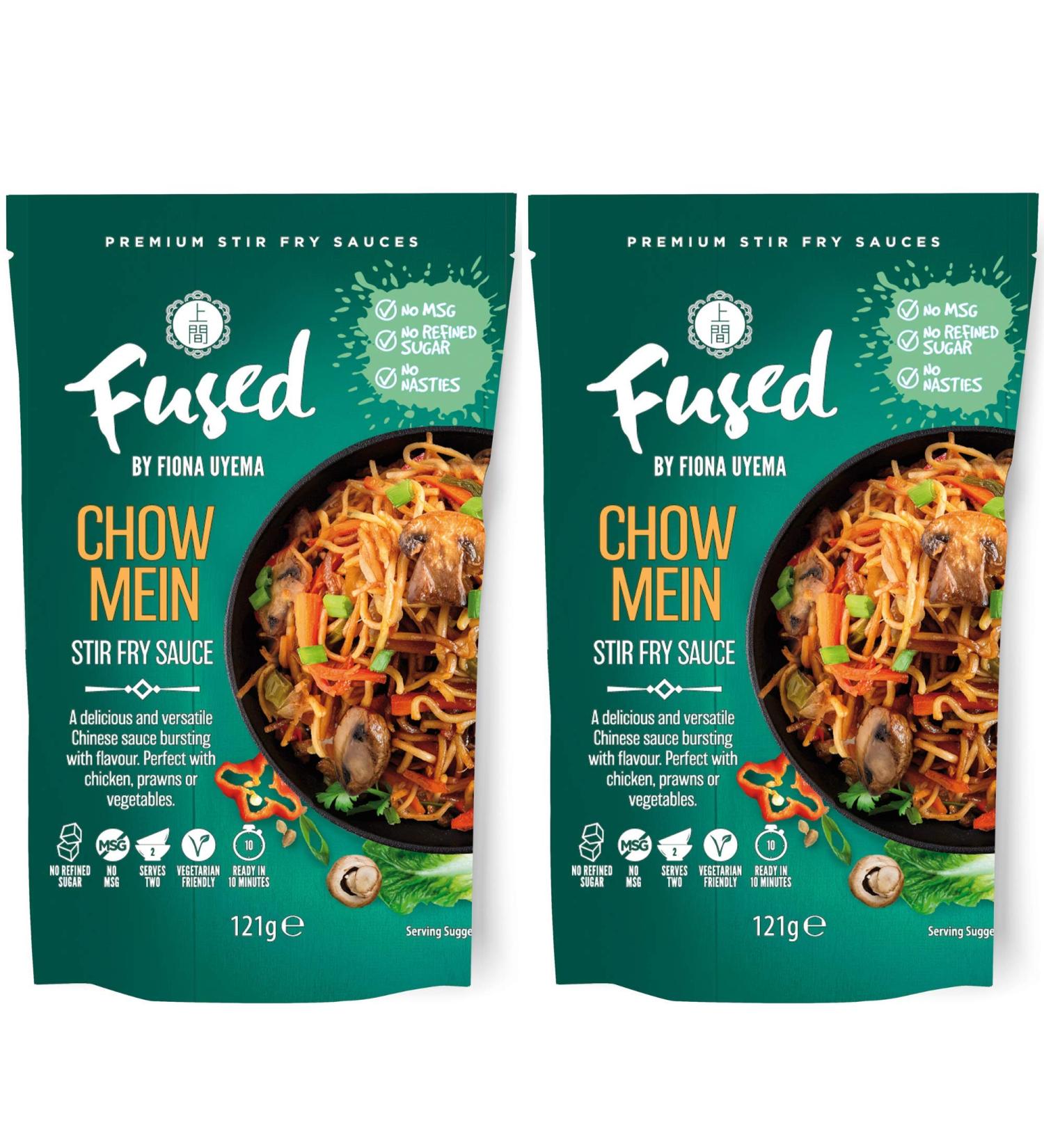 Fused Chow Mein Sauce - Ready to Use Stir Fry Sauce for Chow Mein Noodles - No Refined Sugars Artificial Preservatives Additives or MSG - 2 x 121g Pouches (2 Servings per Pouch) - Buy Online on SooperMarket.com