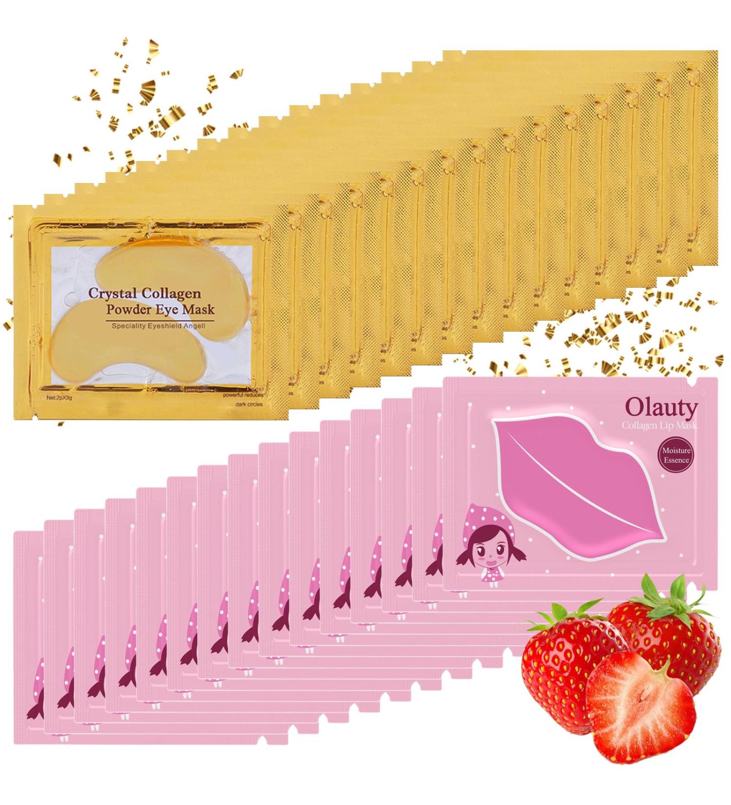 30 Pieces Lip Masks & 24K Gold Under Eye Gel Patches - Moisturizing Skincare Reduces Fine Lines & Dark Circles Perfect Birthday Gifts for Women - Buy Online on SooperMarket.com