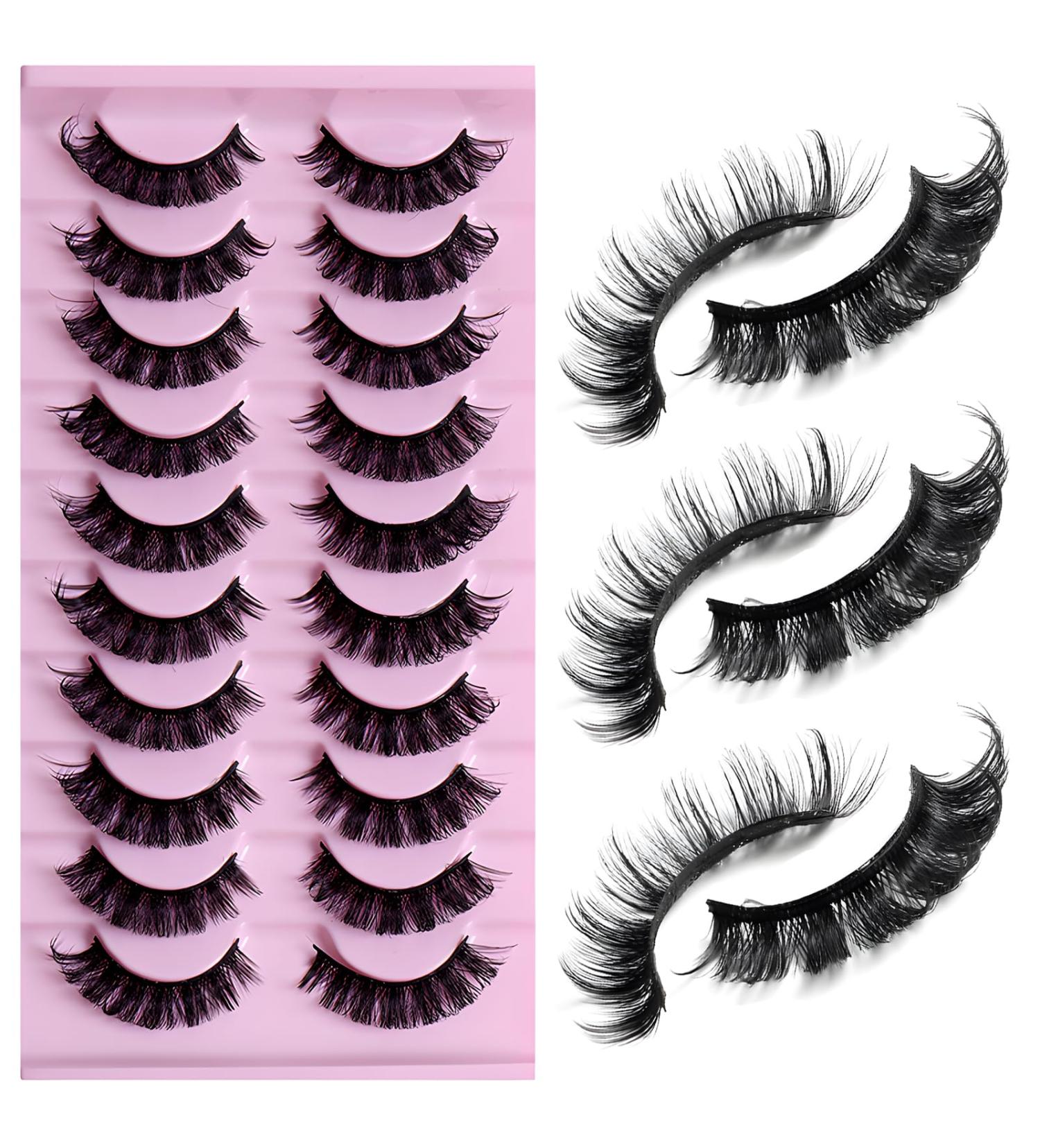 LuckForever 10 Pairs Russian Strip False Eyelashes - Fluffy Wispy & Reusable Lash Extensions for Natural Volume Look | International Shipping - Buy Online on SooperMarket.com