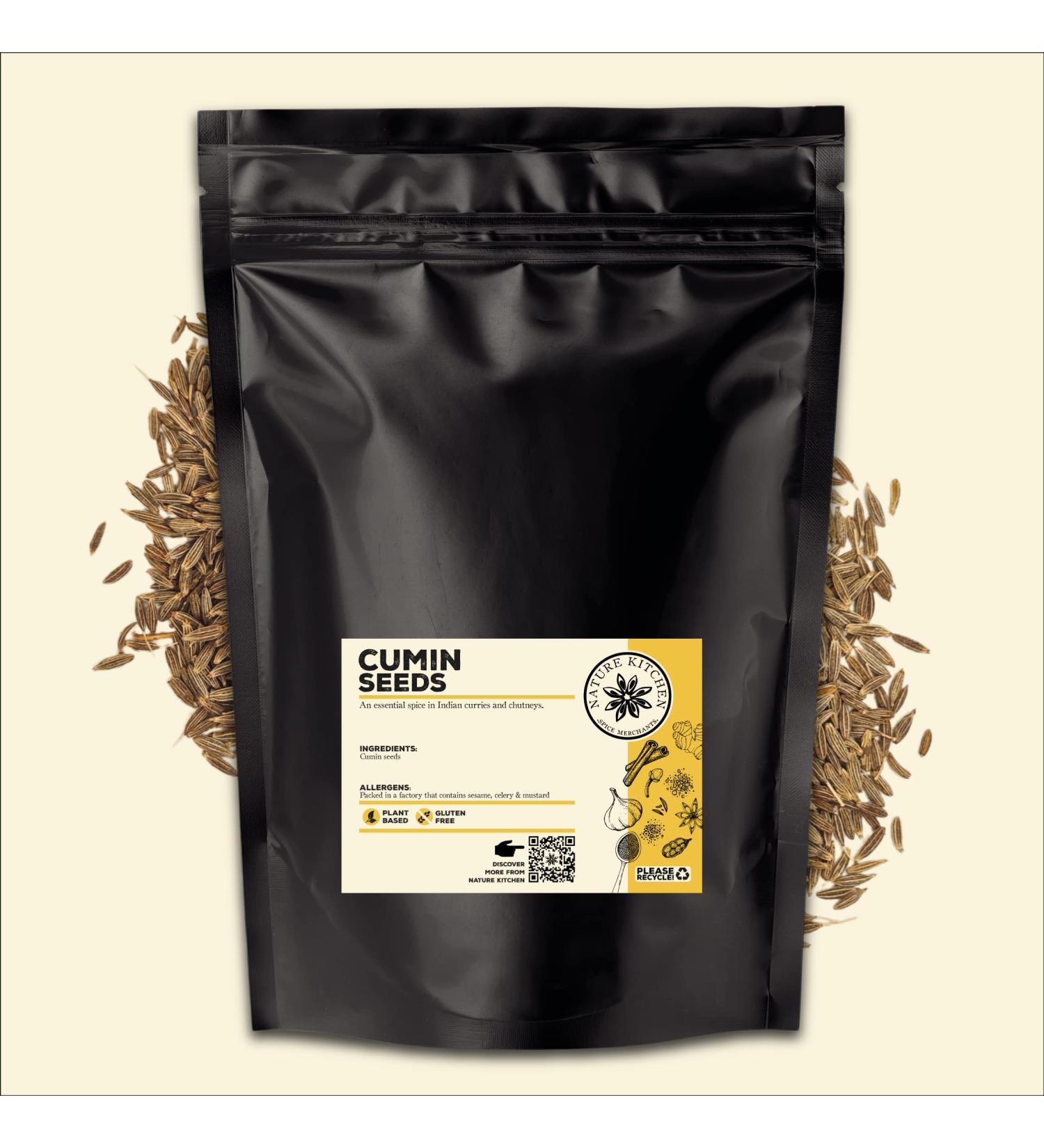 Nature Kitchen Cumin Seeds 500g - Gluten-Free & Vegan Seasoning Blend for Everyday Cooking - Spices & Herbs for Marinades, Sauces, Frying, Baking, Grilling - Buy Online on SooperMarket.com