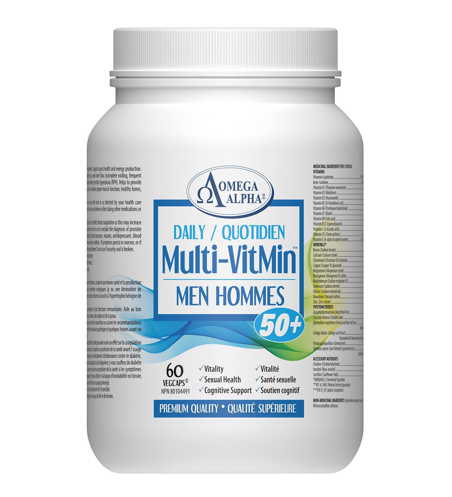 Omega Alpha Daily Multi-VitMin Men 50+ - Multi-vitamin and multi-mineral supplement-60 Caps - Buy Online on SooperMarket.com