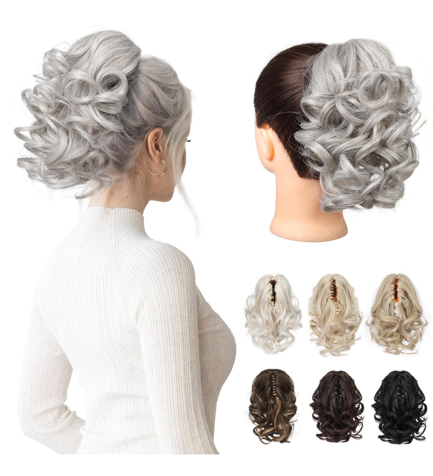REECHO 9 Silver Grey Classic Loose Curly Wavy Claw Clip Ponytail Extension - Buy Online on SooperMarket.com