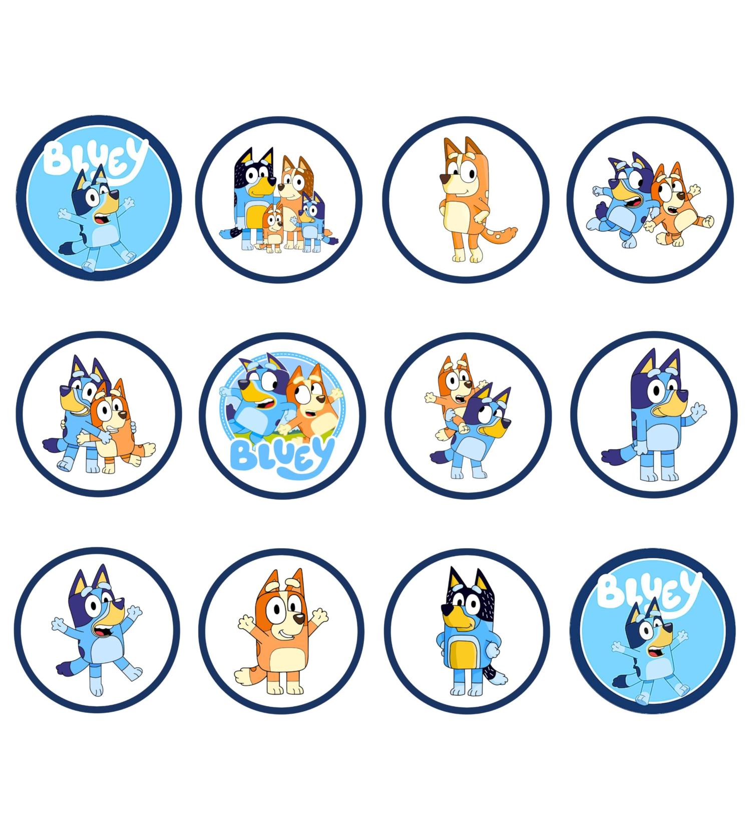 Blue Dog Cupcake Toppers (PRECUT Optional) #2 Edible Blue y Cake Topper Bluey Birthday Decorations Blue Family Edible Cake Topper Puppy Cake Decorations Blue y Party Decorations (PRECUT 12) 12 PRECUT - Buy Online on SooperMarket.com
