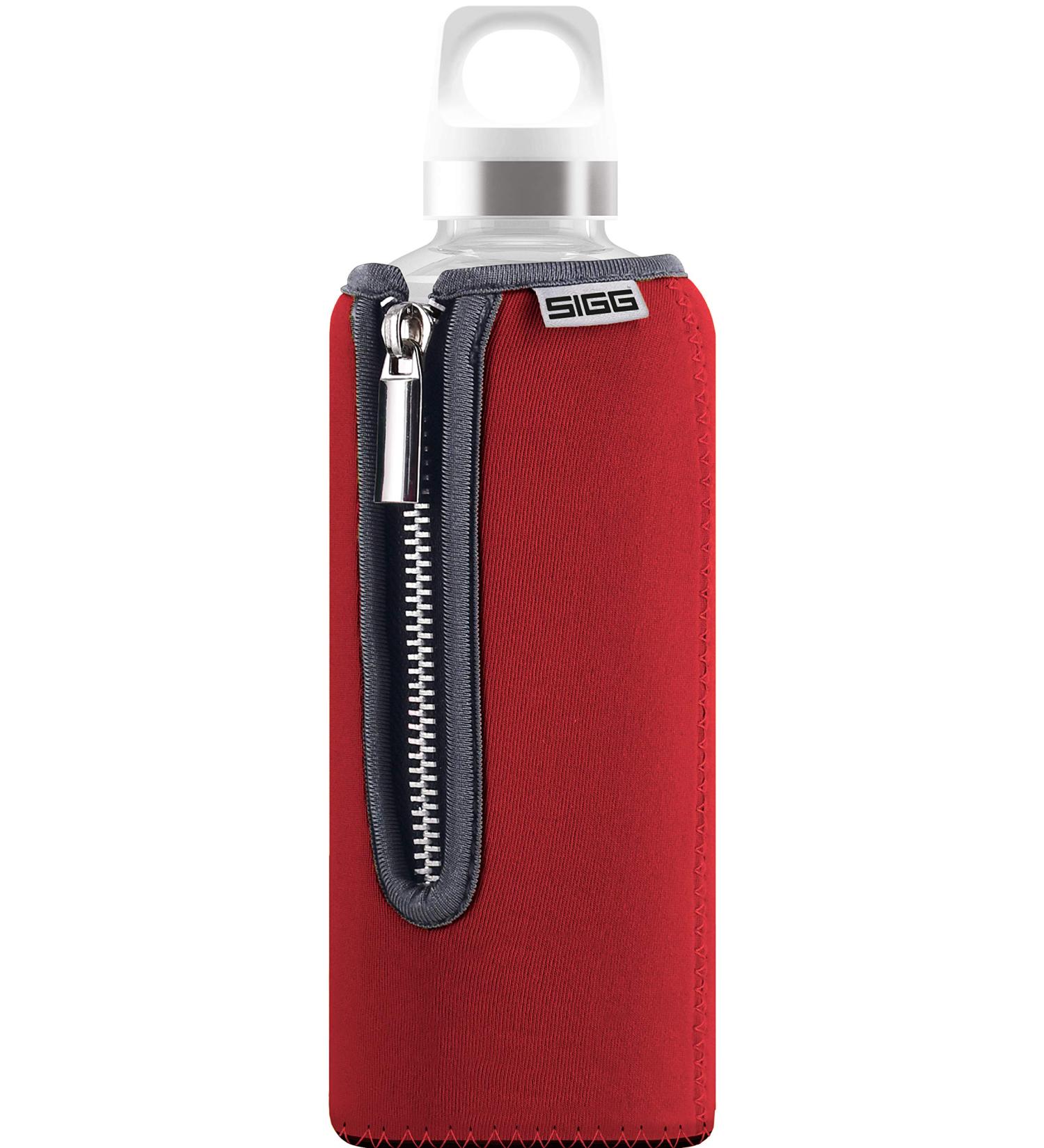 SIGG Glass Water Bottle Stella Red 17 oz - Leakproof with Neoprene Pouch - BPA Free & Dishwasher Safe - Eco-friendly Recycled Glass - Buy Online on SooperMarket.com
