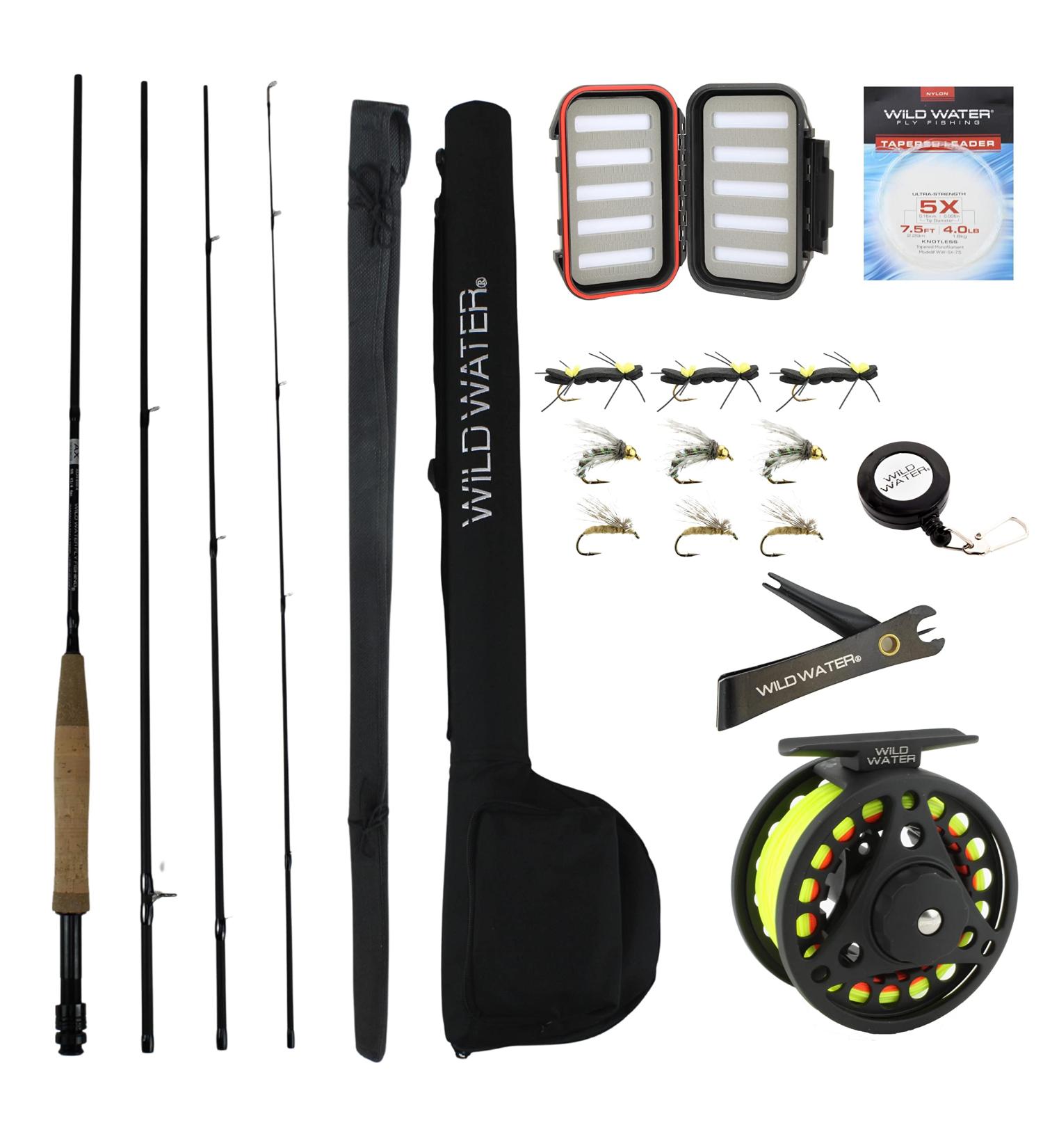 Wild Water Fly Fishing 9ft 4-Piece 3/4 Weight Rod Reel Combo Starter Pack - Buy Online on SooperMarket.com