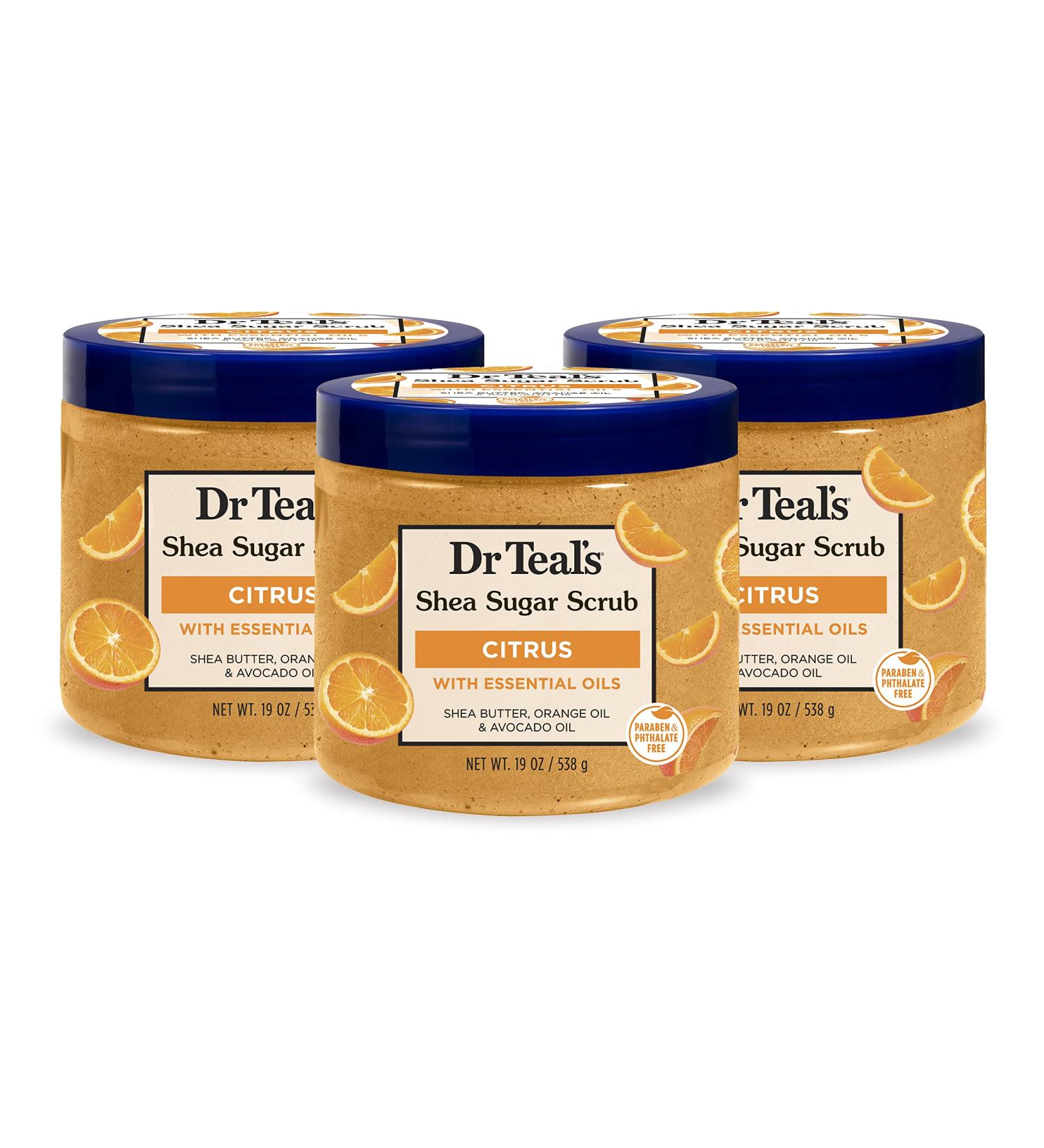 Dr Teal's Shea Sugar Body Scrub Citrus with Essential Oils & Vitamin C 19 oz - Pack of 3 - Buy Online on SooperMarket.com